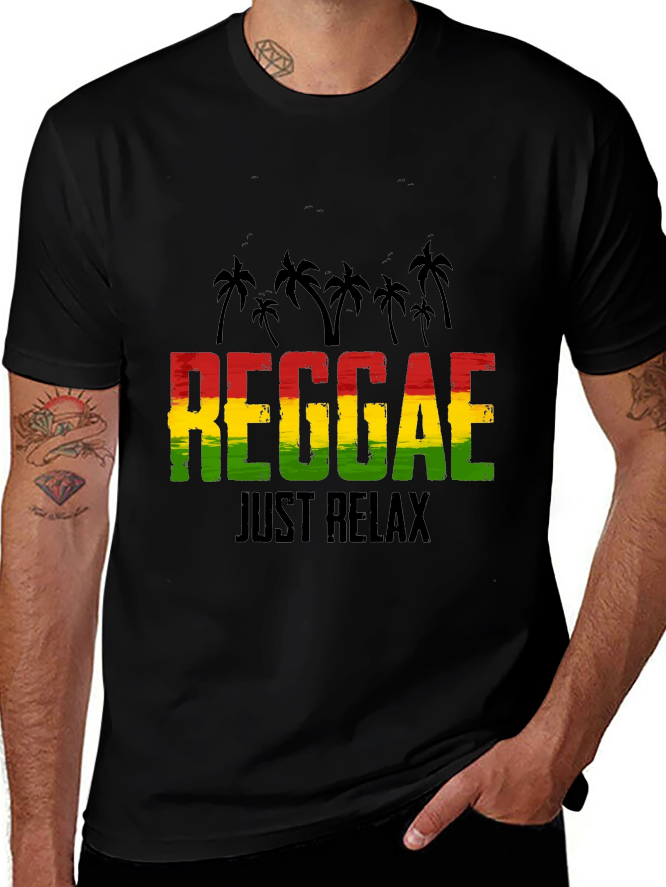 Variant 13 of Reggae Just Relax Graphic Tee - Black