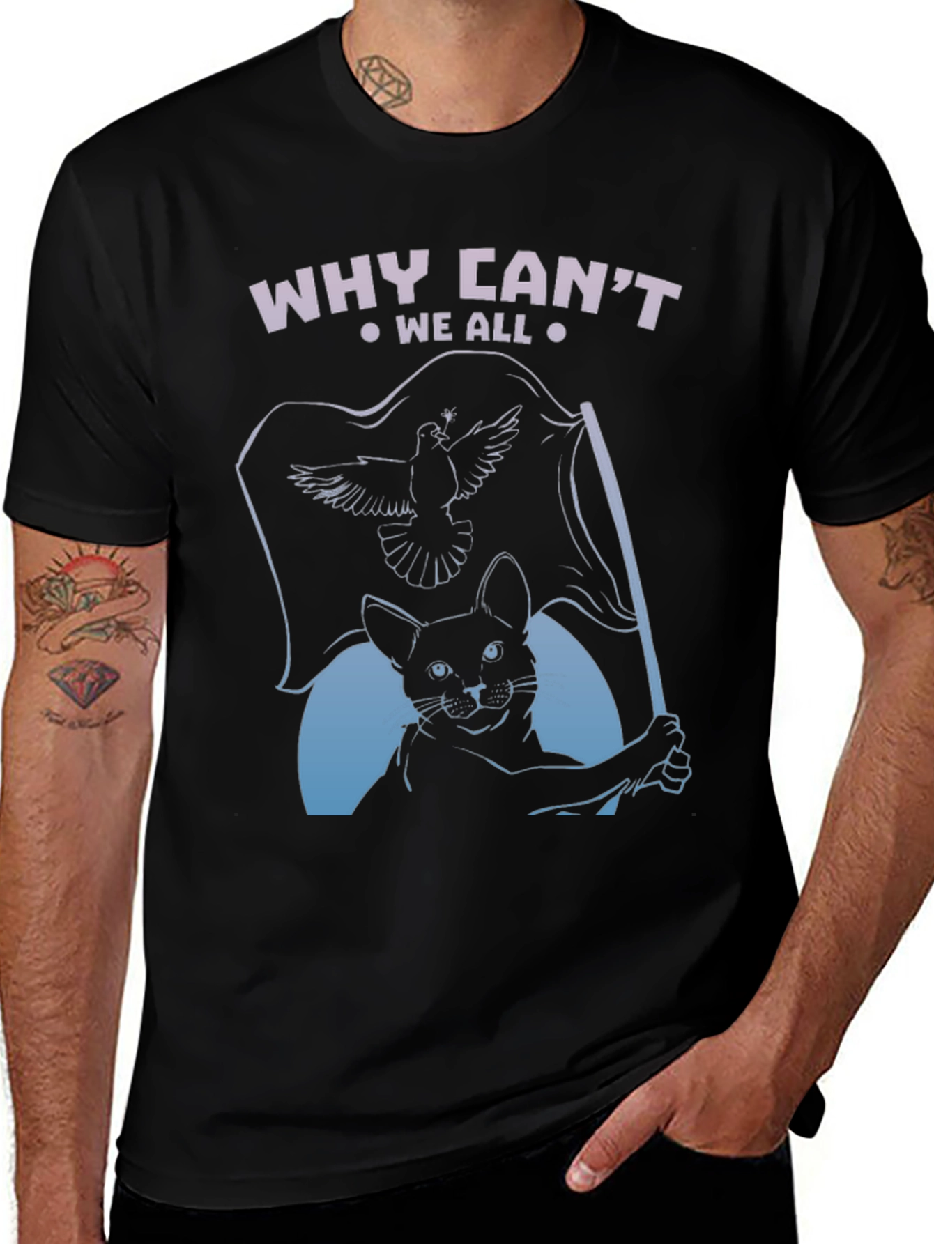 Variant 8 of Peace Cat T-Shirt - Why Can't We All Get Along?