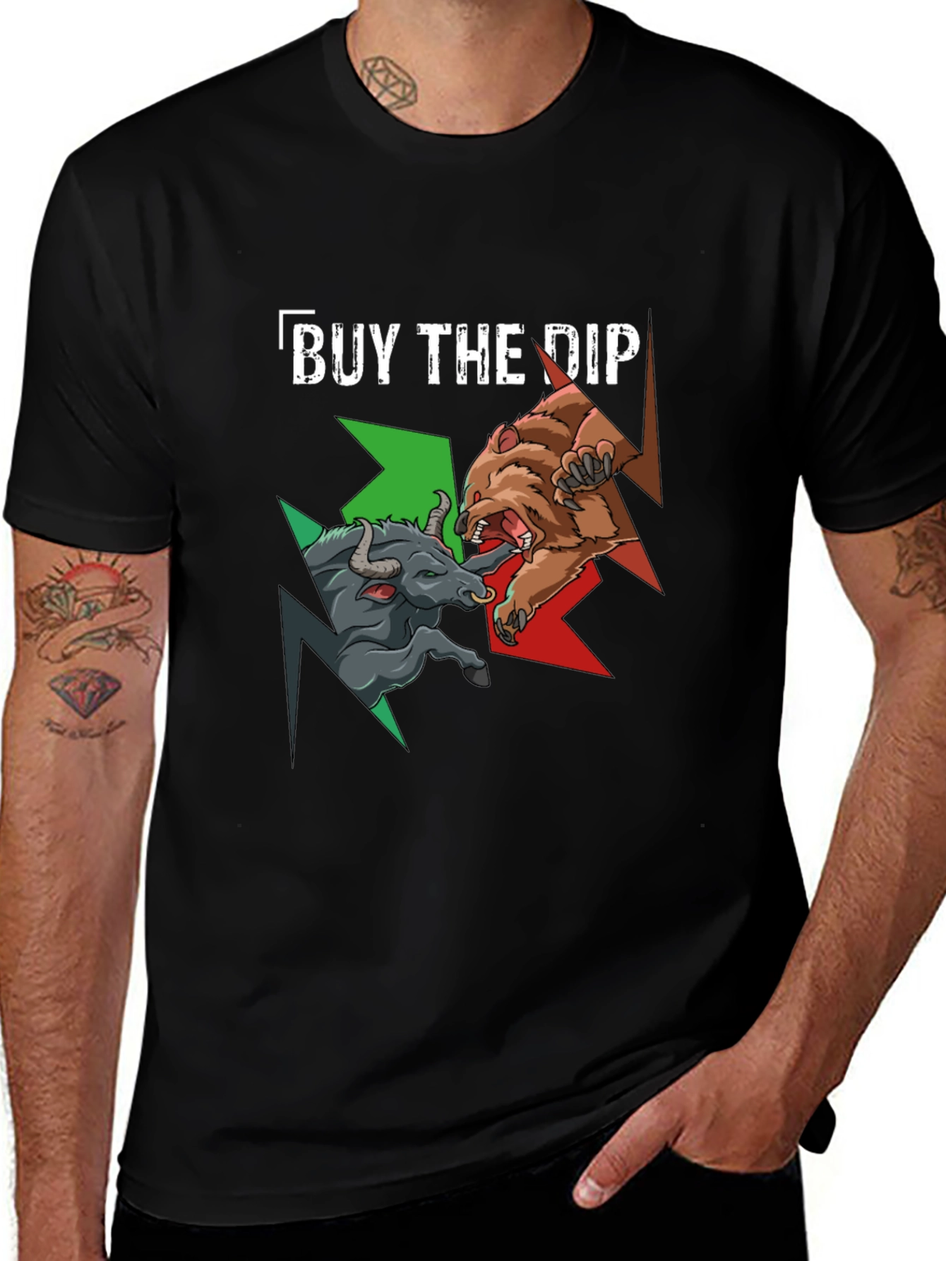 Buy the Dip Graphic Tee - Bull vs Bear Market T-Shirt