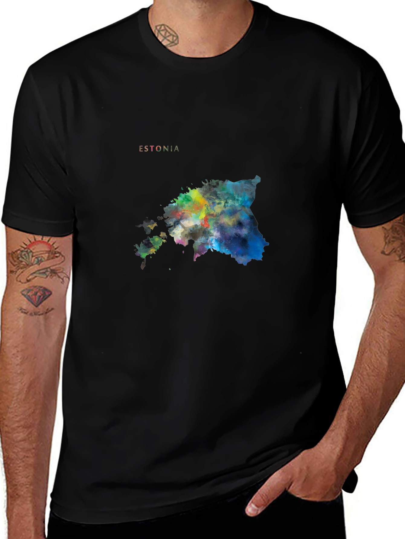 Variant 18 of Estonia Watercolor Map T-Shirt - Unisex