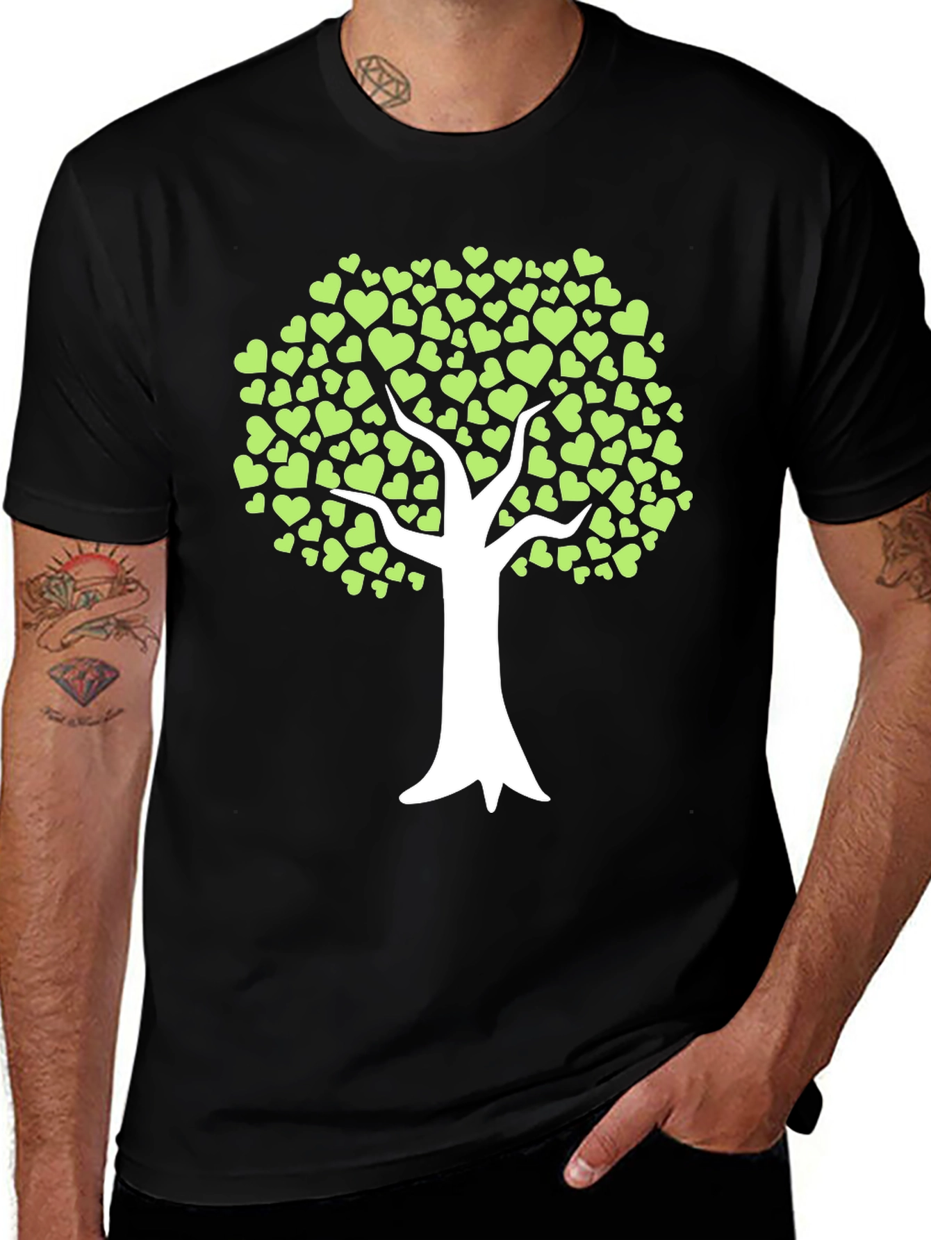 Variant 8 of Heart Tree Graphic Tee - Black Casual T-Shirt