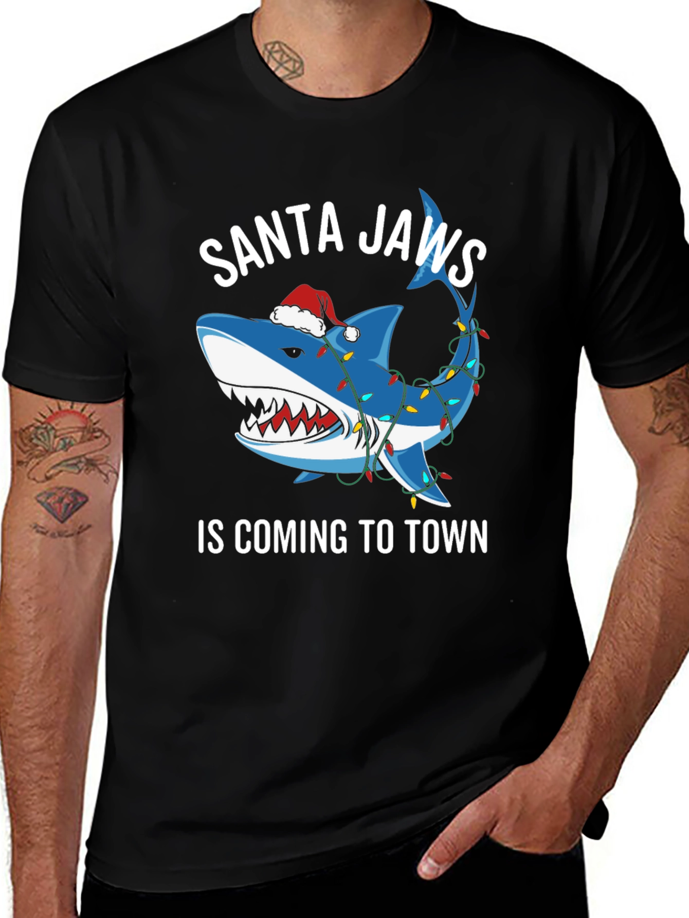 Santa Jaws T-Shirt: Shark Christmas Tee