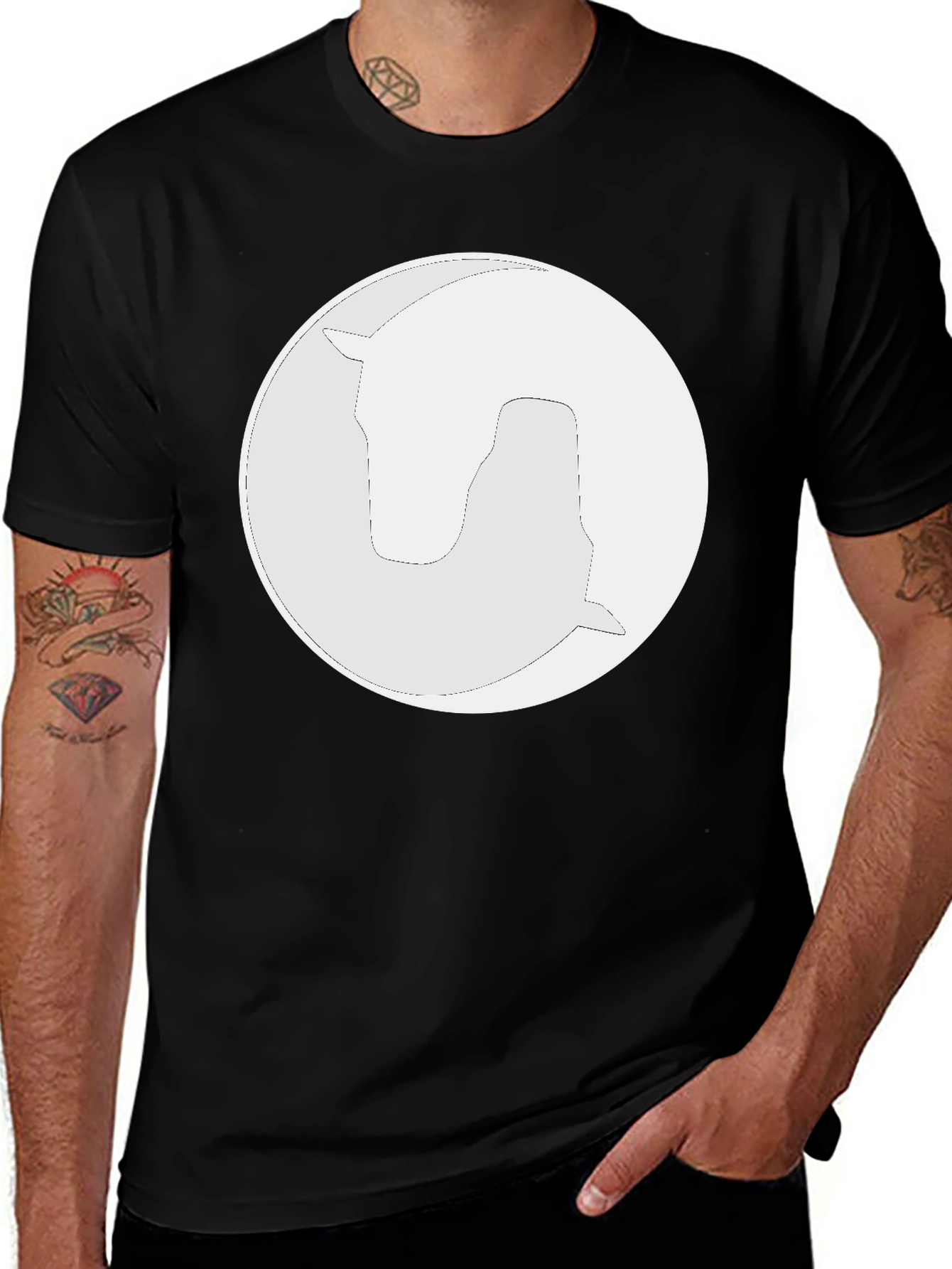Variant 21 of Black Graphic Tee - Horse & Rider Silhouette