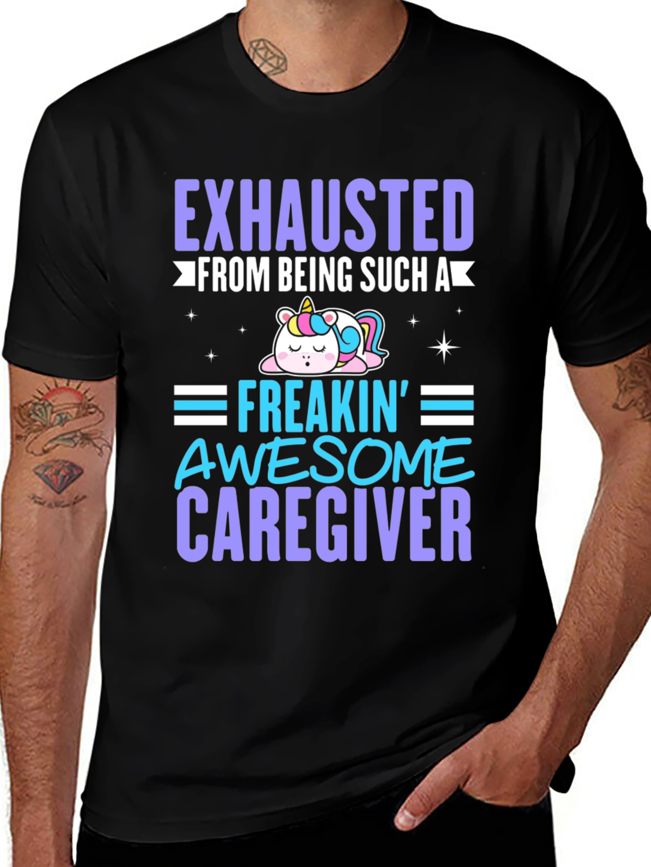 Variant 20 of Exhausted Awesome Caregiver T-Shirt