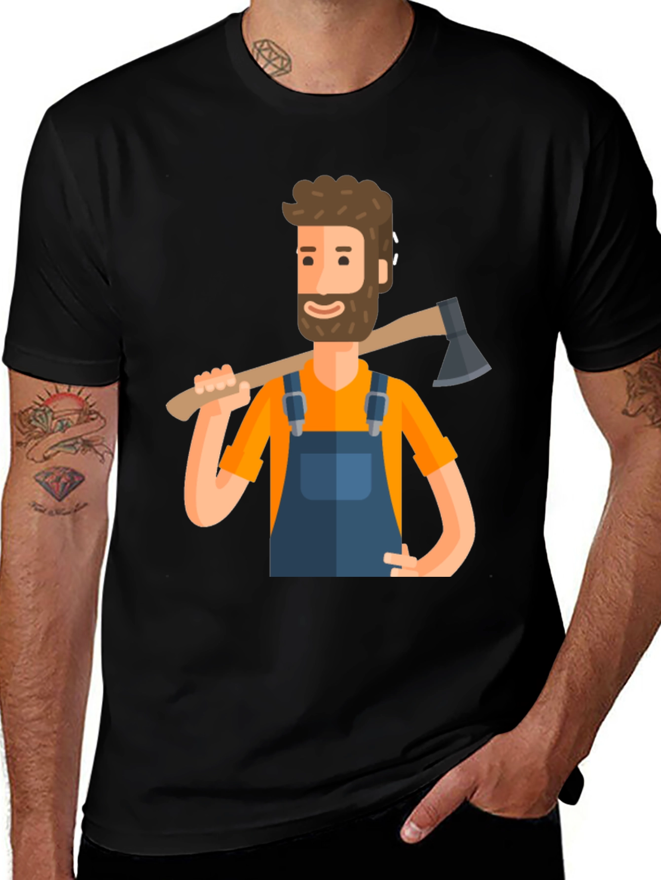 Variant 7 of Lumberjack Cartoon Graphic Tee - Black