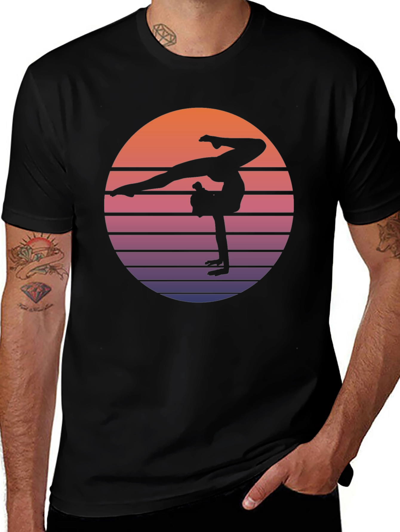 Variant 23 of Gymnast Sunset Graphic Tee - Retro Style