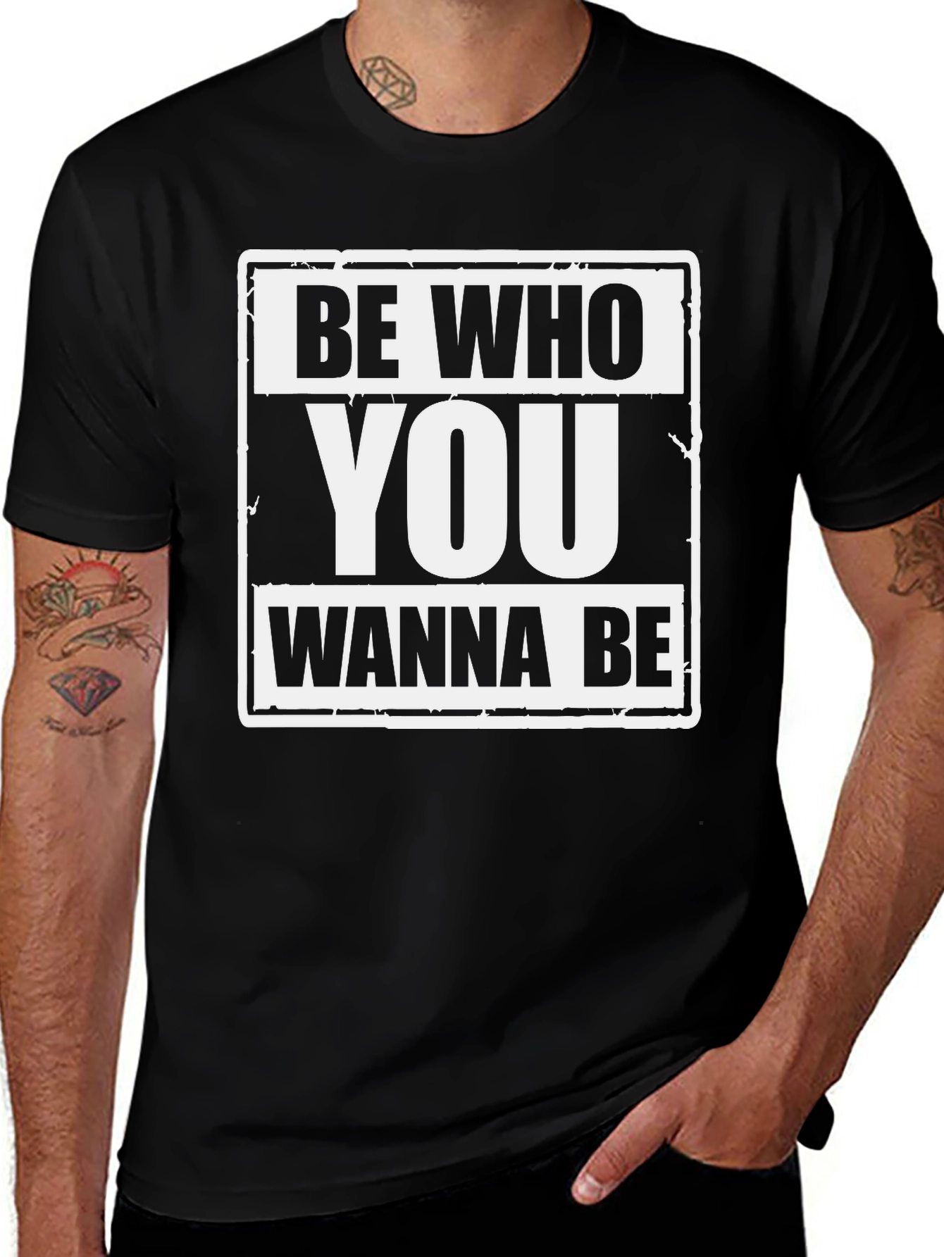 Variant 6 of Be Who You Wanna Be Graphic Tee - Black T-Shirt