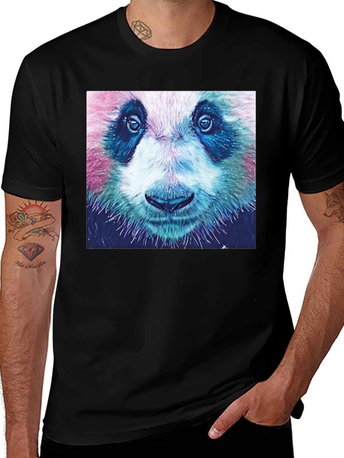 Variant 7 of Panda Print Black T-Shirt