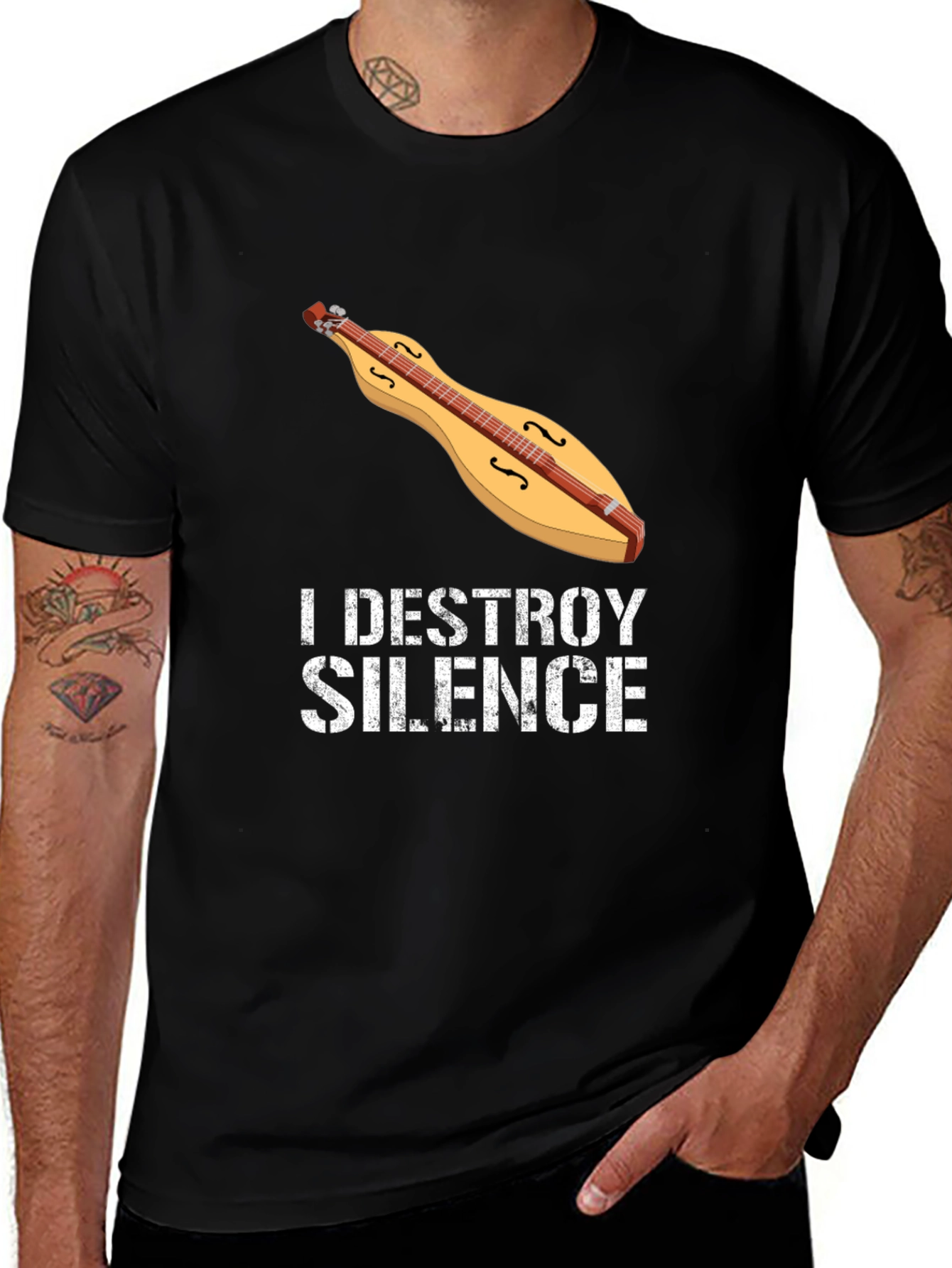 Variant 2 of I Destroy Silence Dulcimer T-Shirt