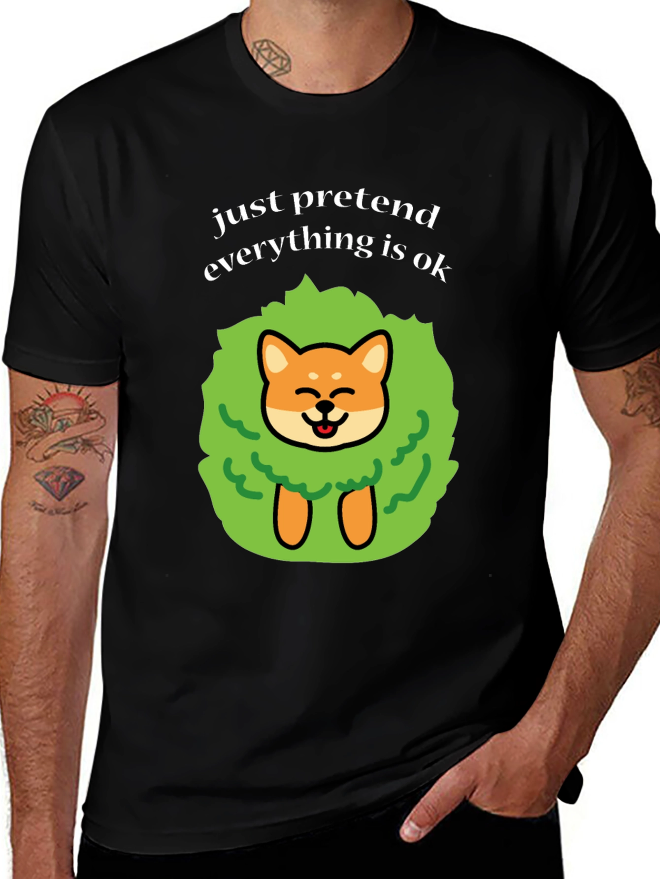 Funny Doge Shiba Inu Pretend All is Ok T-Shirt