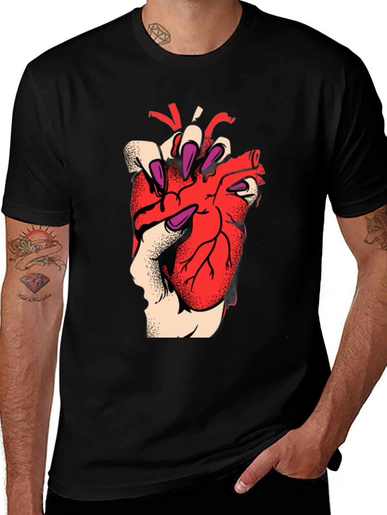 Variant 5 of Anatomical Heart Graphic Tee - Gothic Style