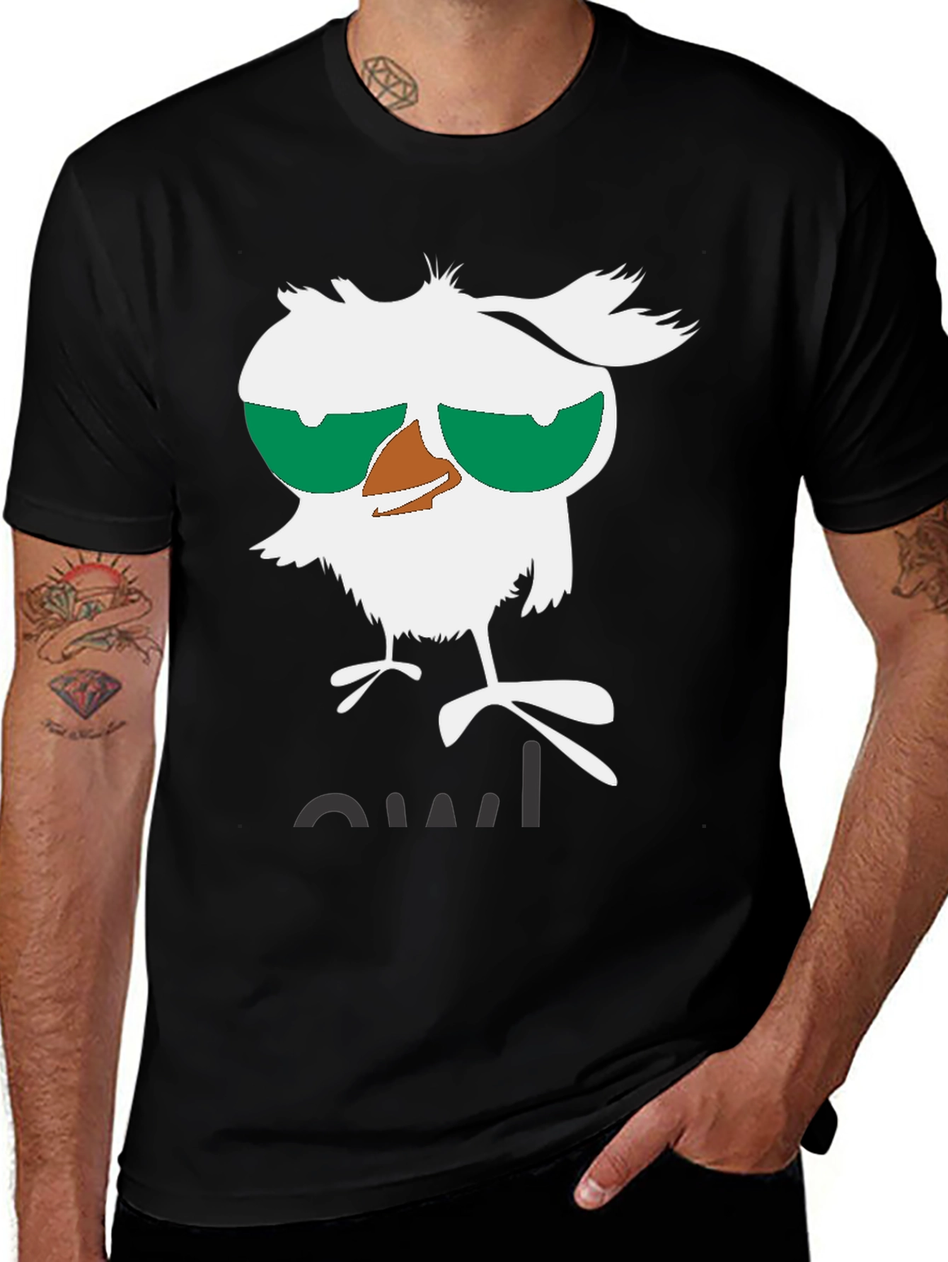 Variant 10 of Funny Owl Graphic Tee - Unisex Black T-Shirt