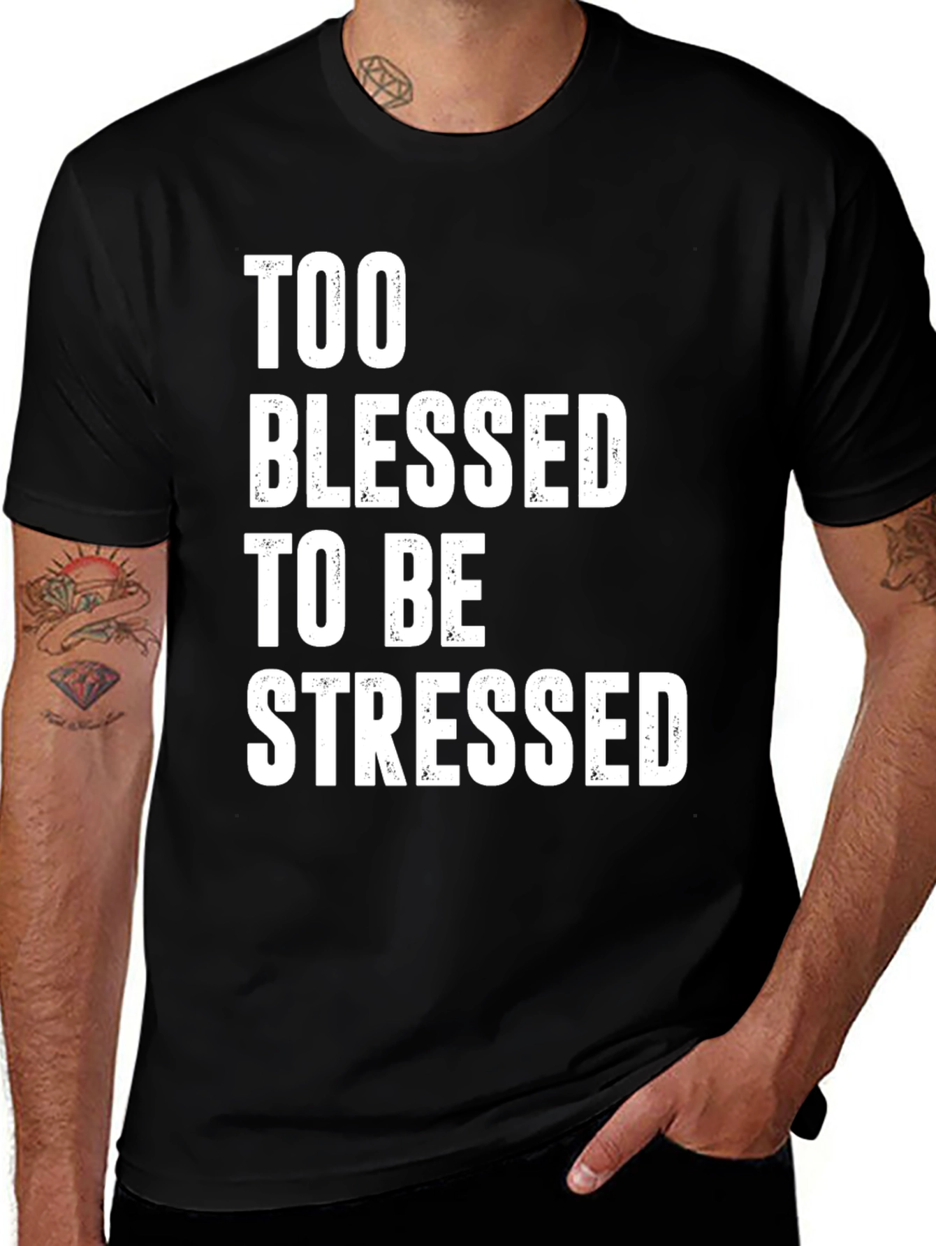 Variant 26 of Too Blessed to Be Stressed Black Tee