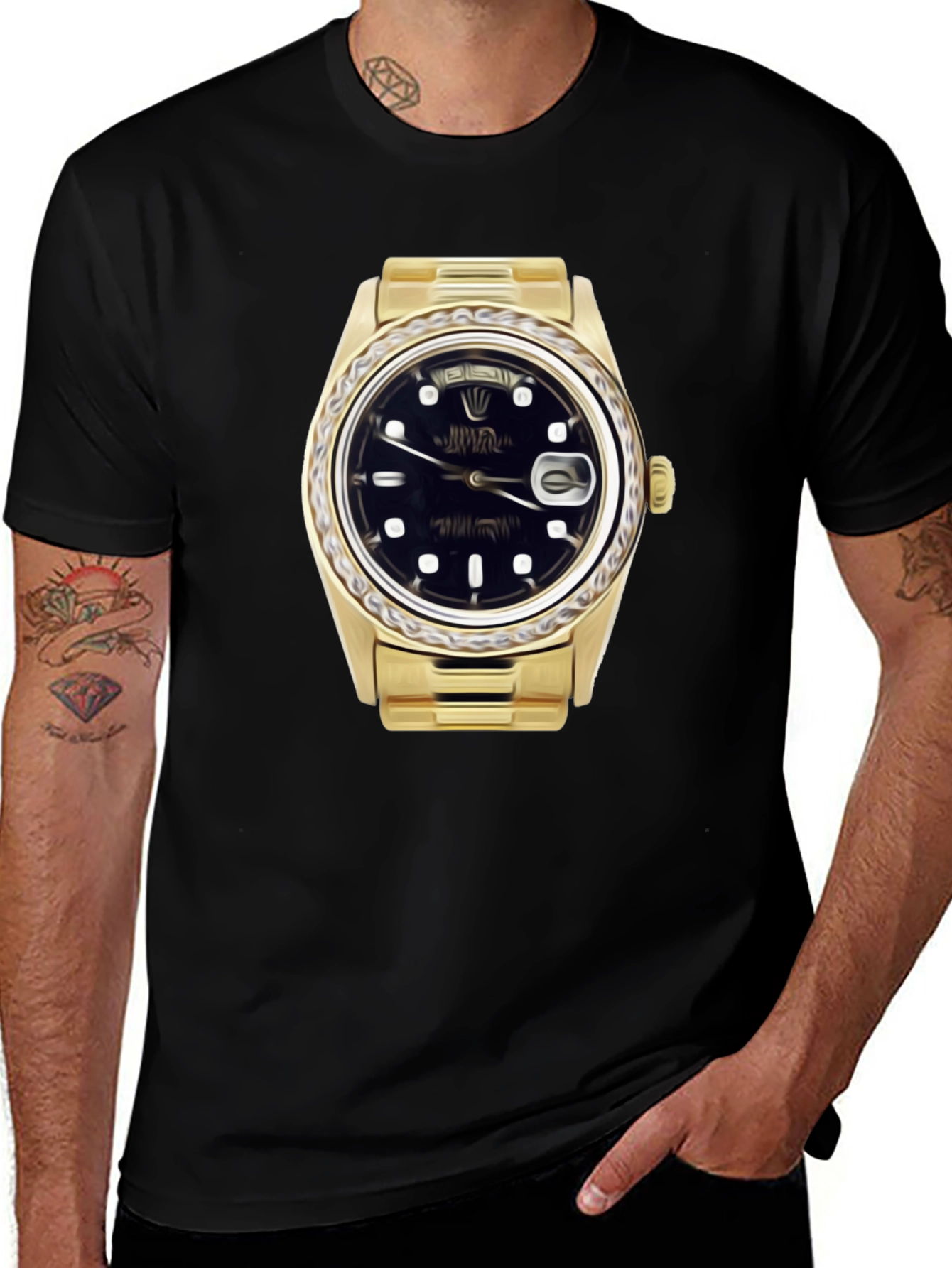 Variant 11 of Statement Tee: Golden Watch Graphic