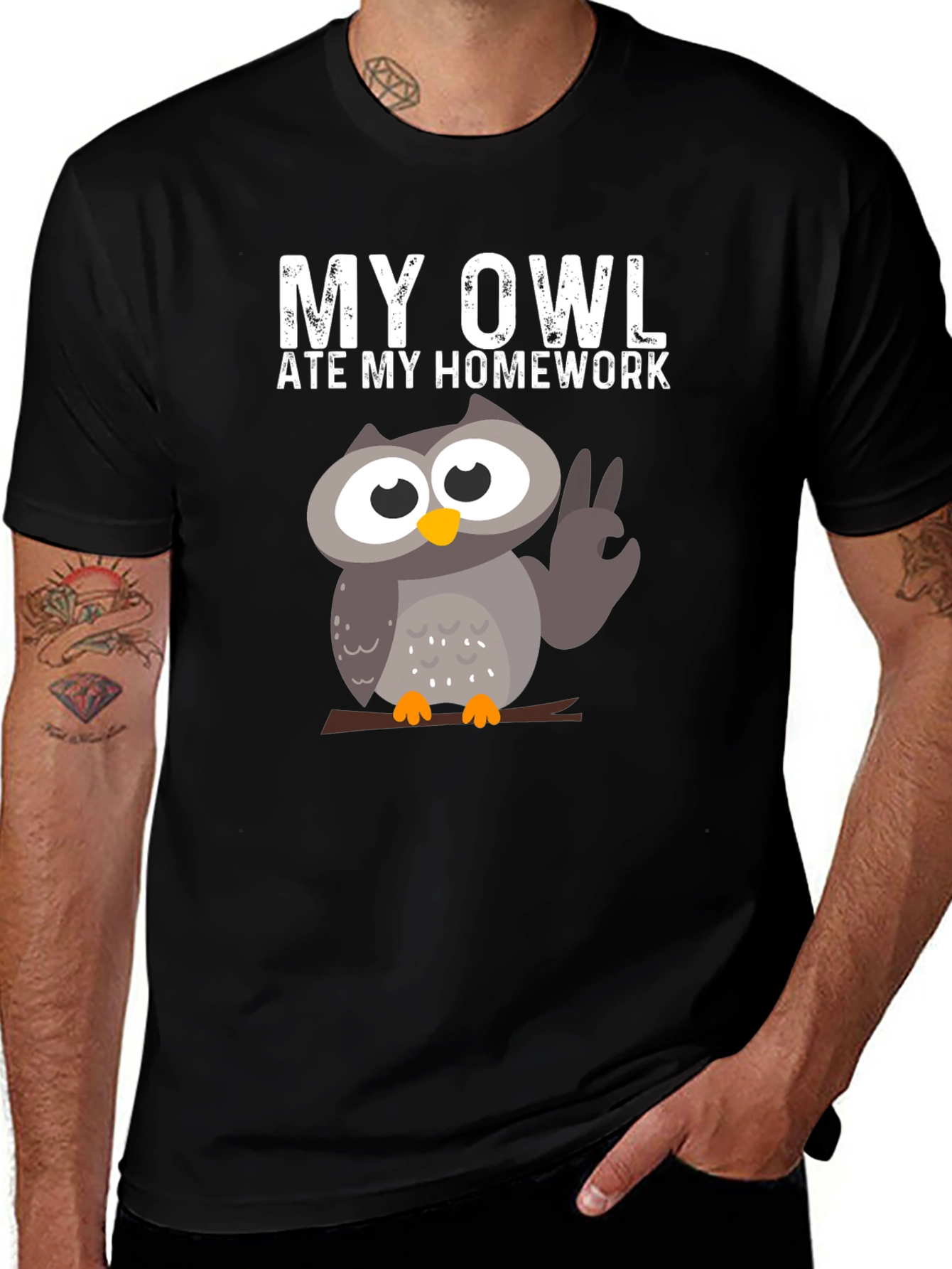 Variant 9 of My Owl Ate My Homework Funny Graphic Tee
