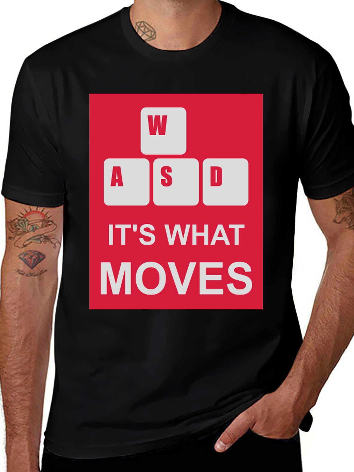 Variant 7 of WASD Moves Gamer T-Shirt - Black Cotton Tee