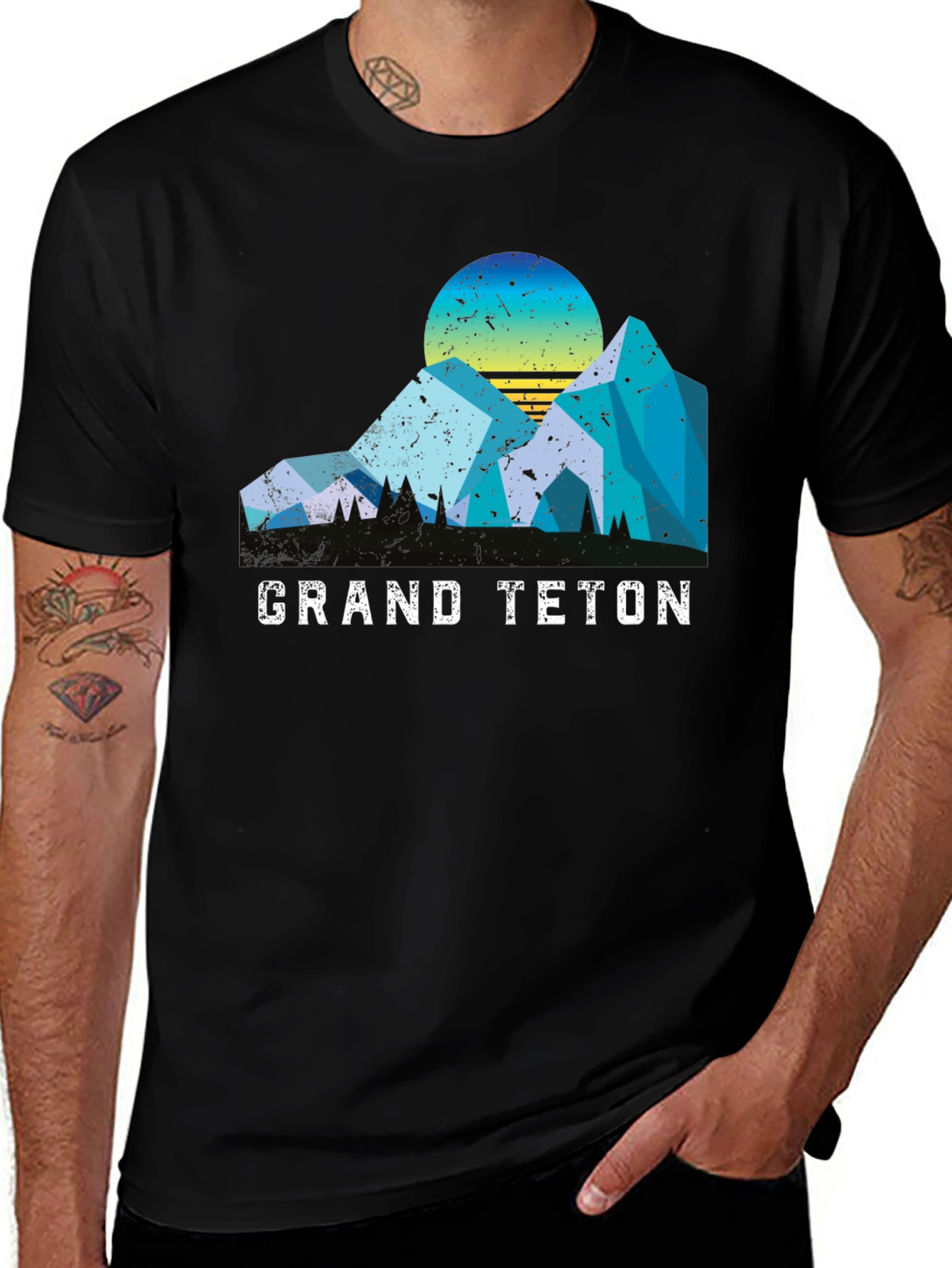 Variant 9 of Grand Teton Graphic Tee - Retro Mountain Shirt