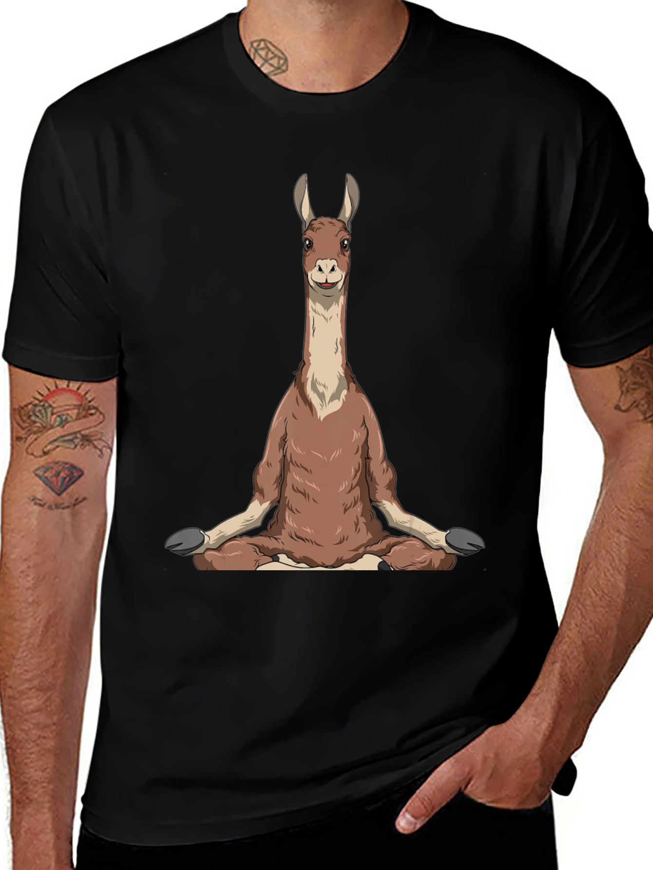 Variant 3 of Yoga Llama Graphic Tee - Men's Black T-Shirt