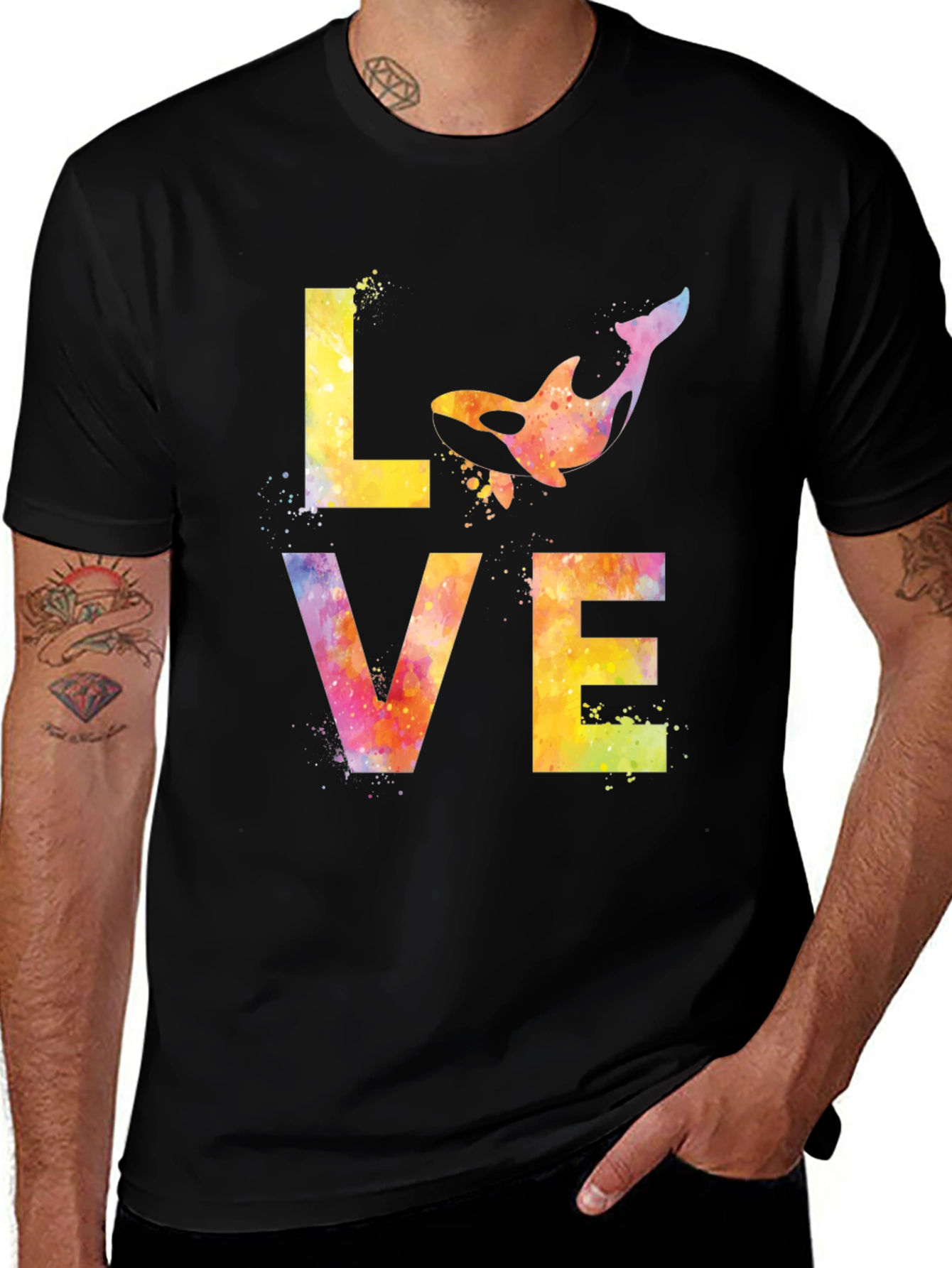 Variant 21 of Watercolor Orca Love T-Shirt - Unique Graphic Tee