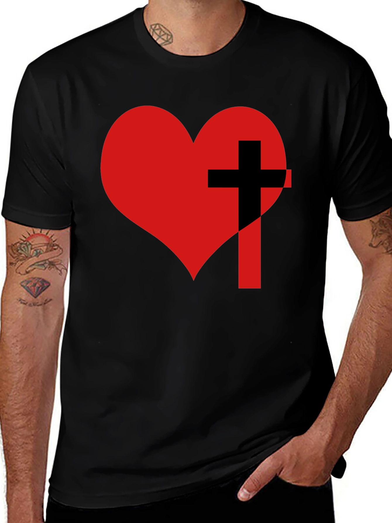 Heart Cross Graphic Tee - Christian T-Shirt