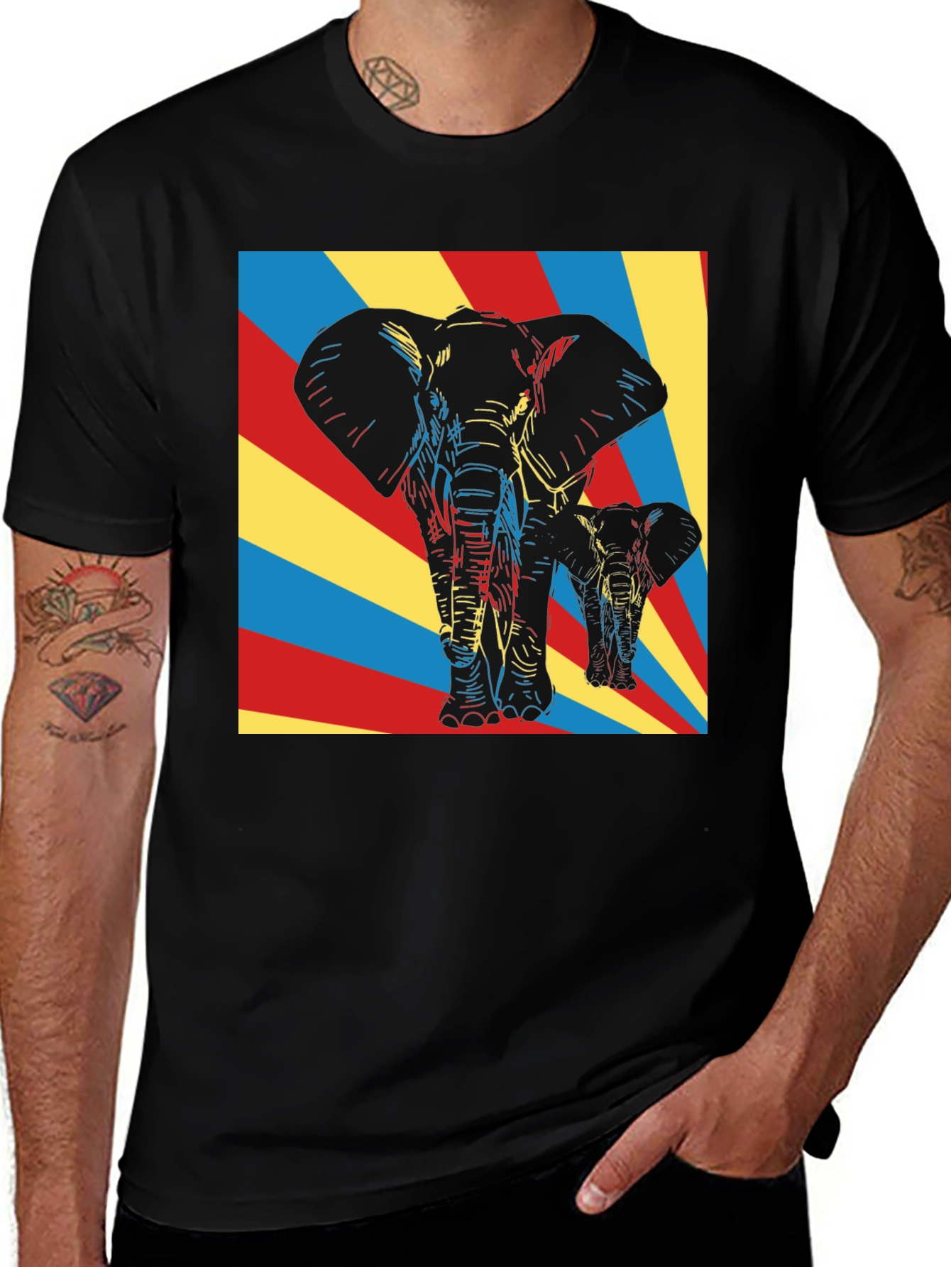 Variant 23 of Elephant Art Graphic Tee - Unique Pop Art Design