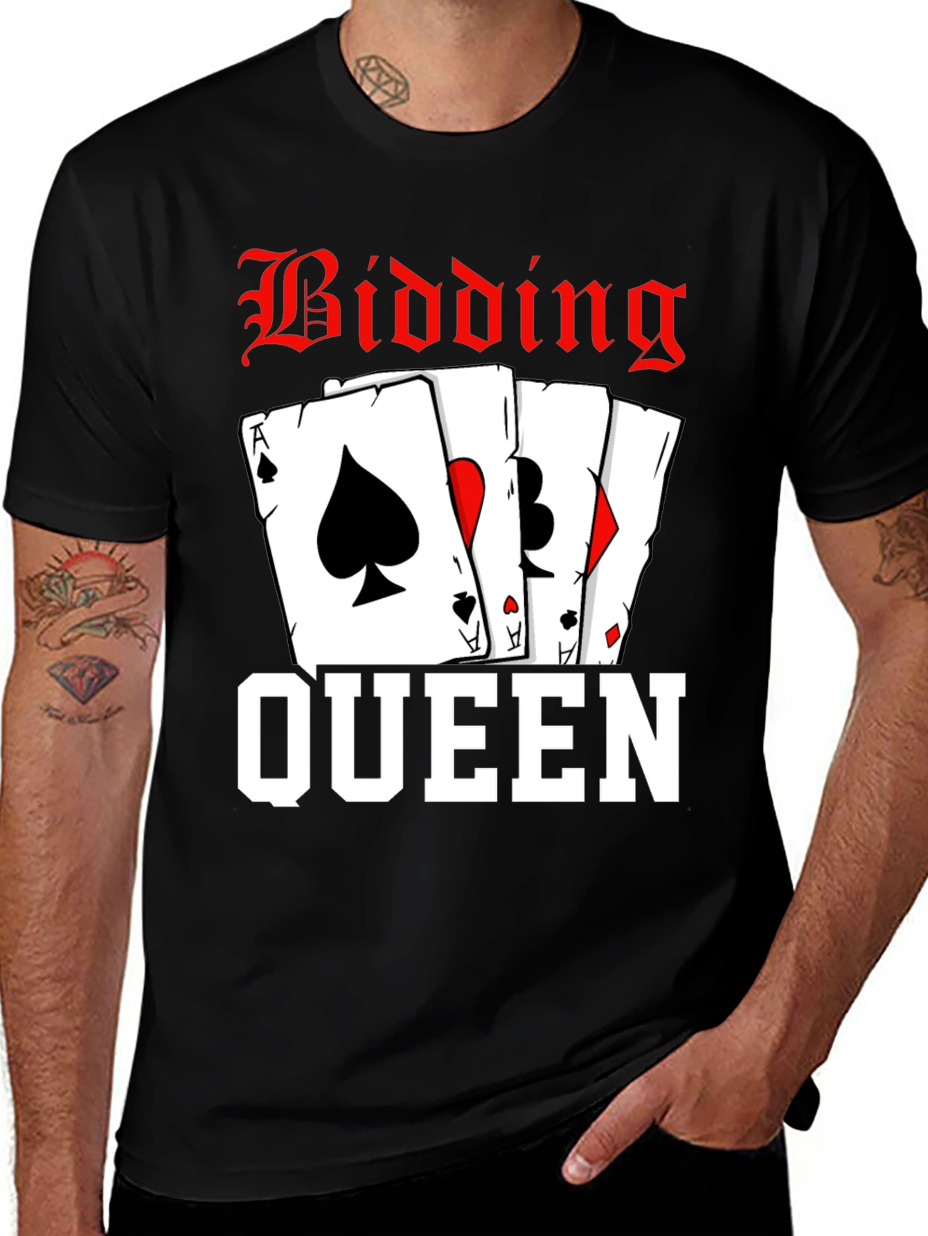 Bidding Queen Playing Cards T-Shirt