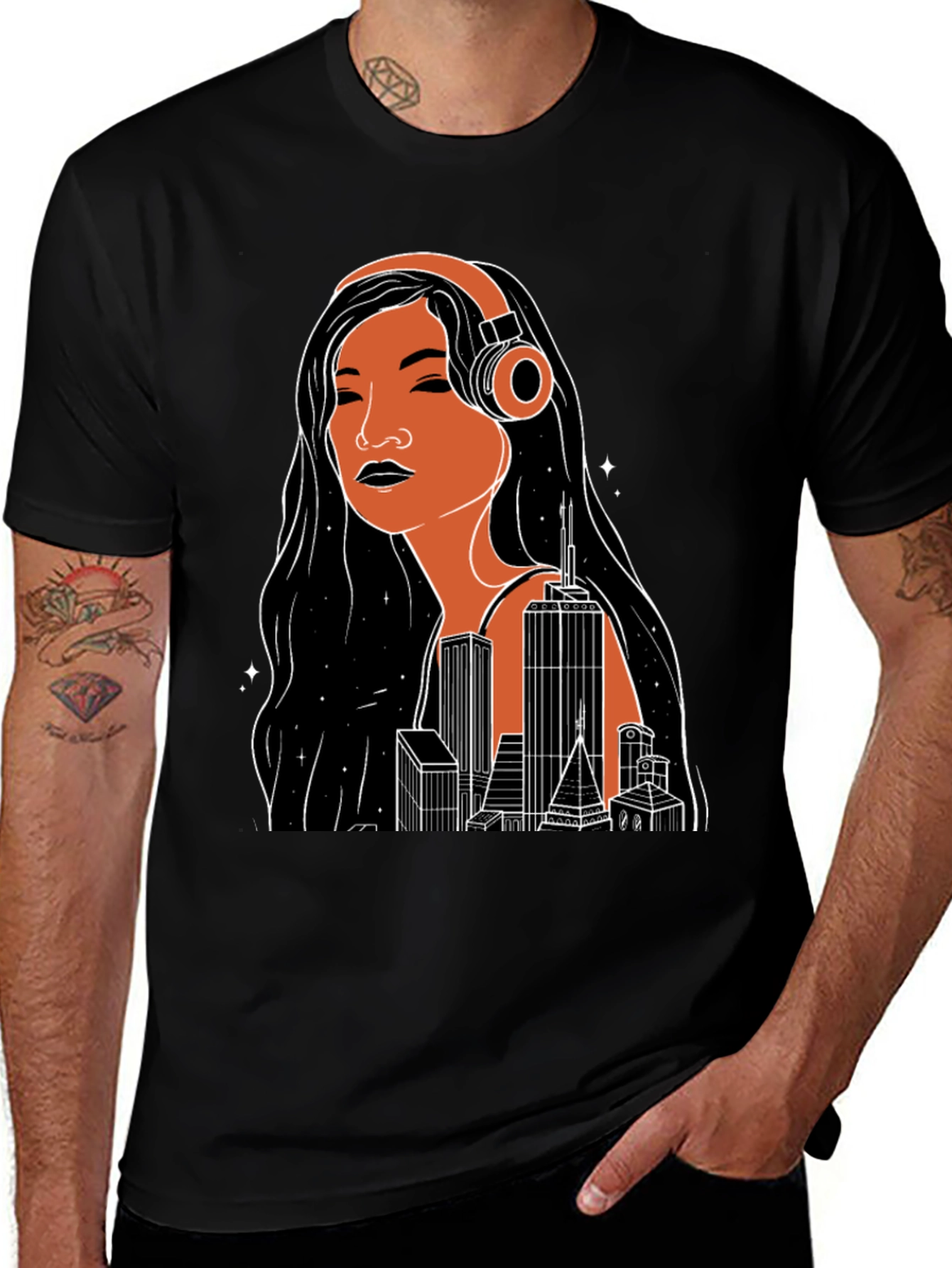 Variant 22 of Urban Beats Graphic Tee - Cityscape Woman