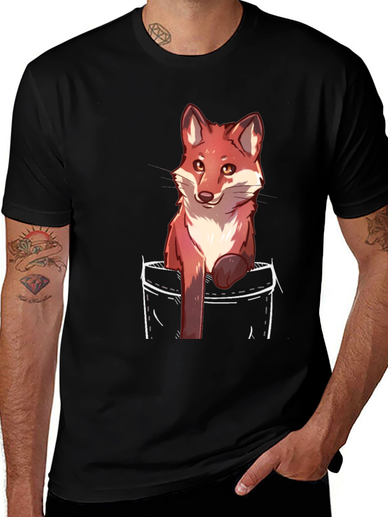 Variant 30 of Fox Pocket Print Black T-Shirt