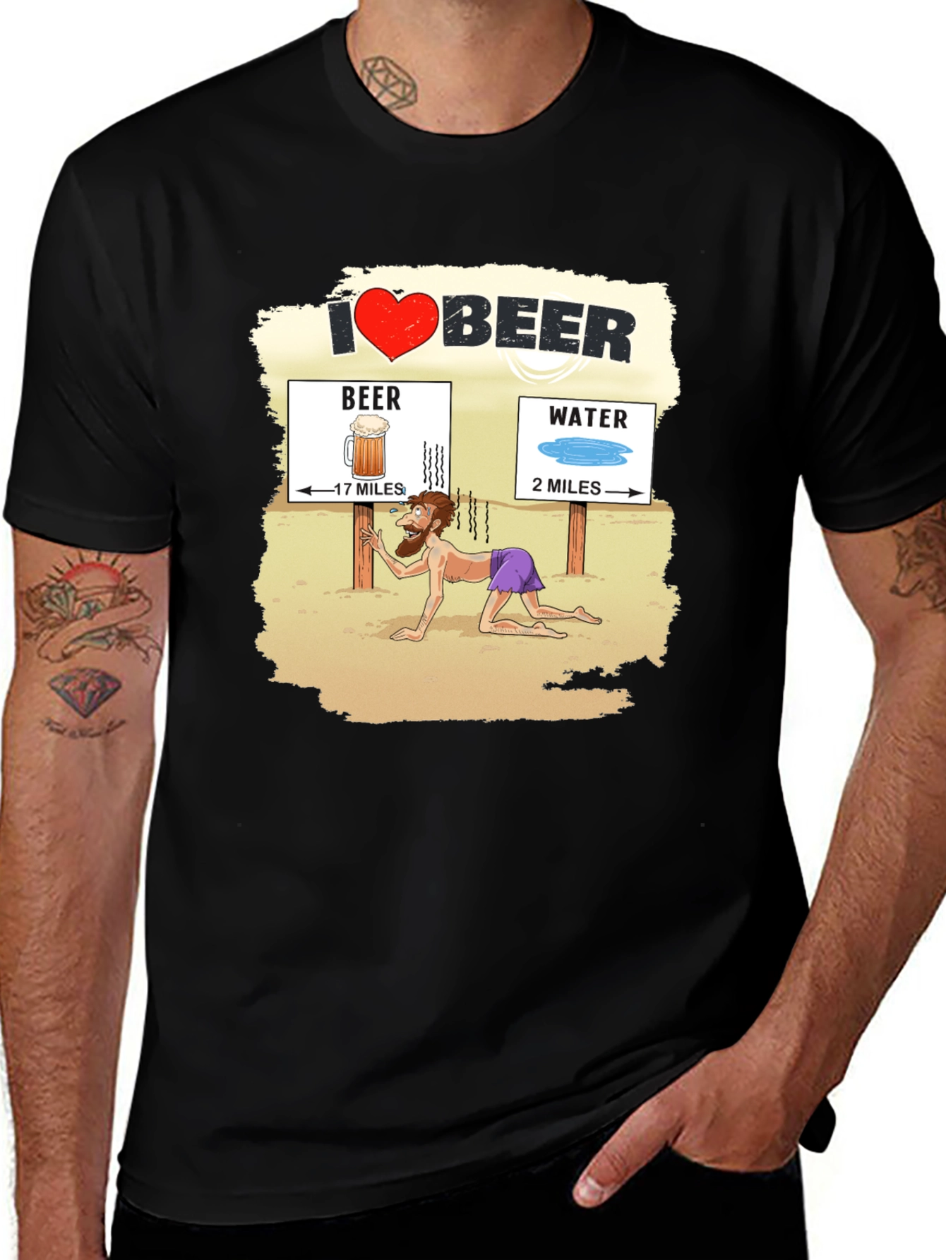 Variant 27 of I Love Beer Desert Humor Graphic T-Shirt
