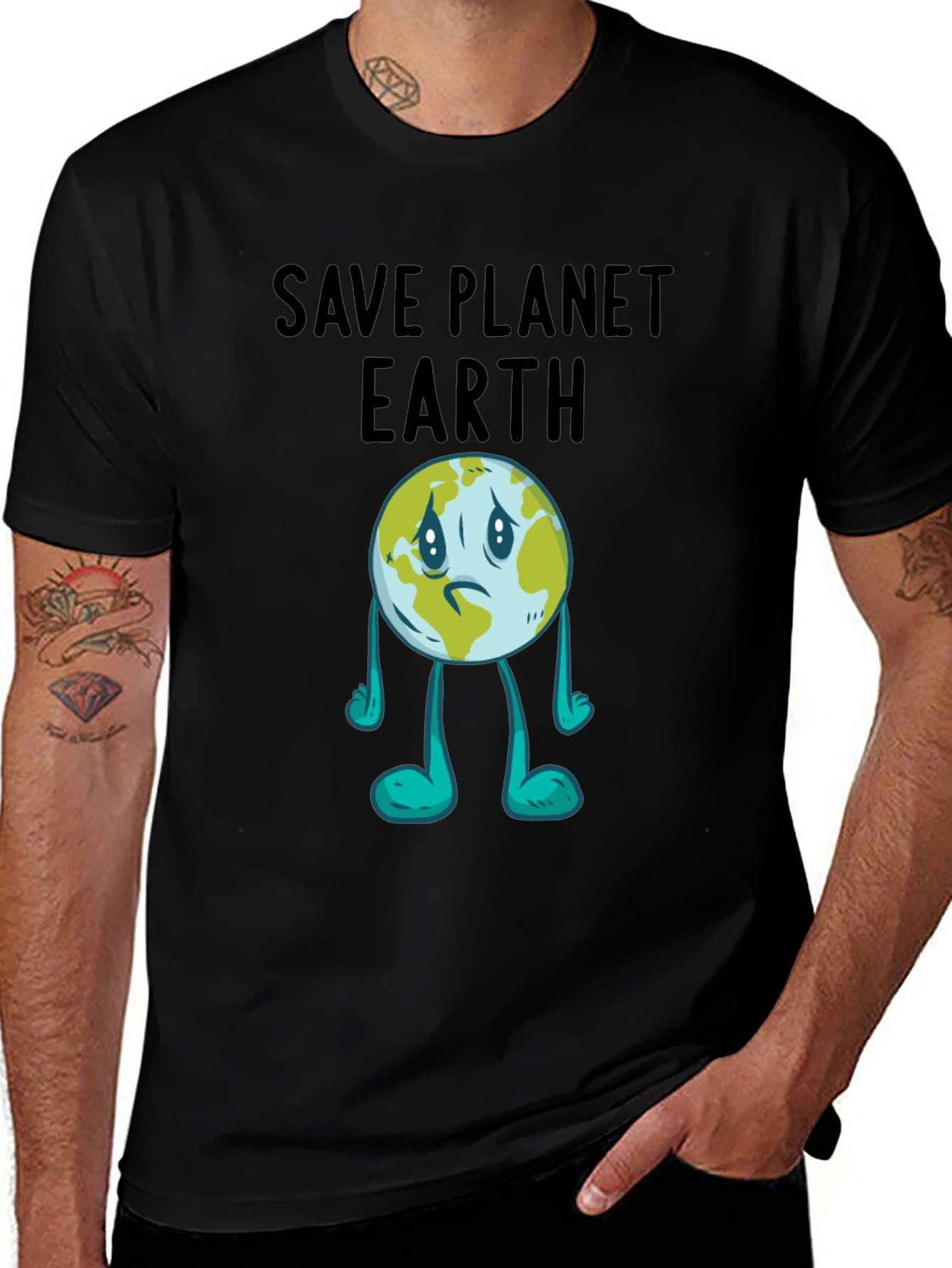 Save Planet Earth Graphic T-Shirt - Black