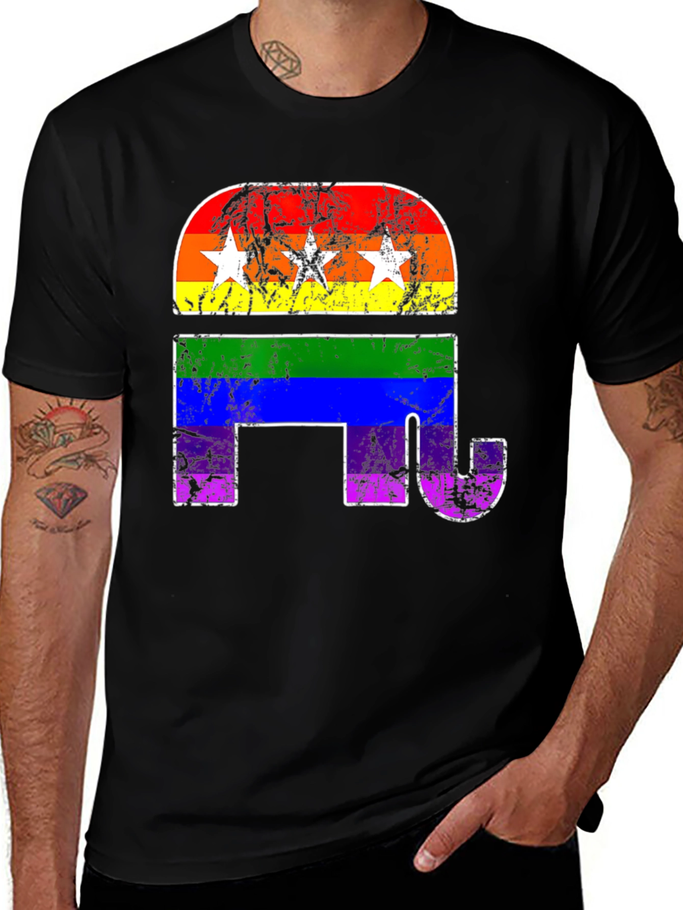 Variant 6 of Rainbow Republican Elephant T-Shirt