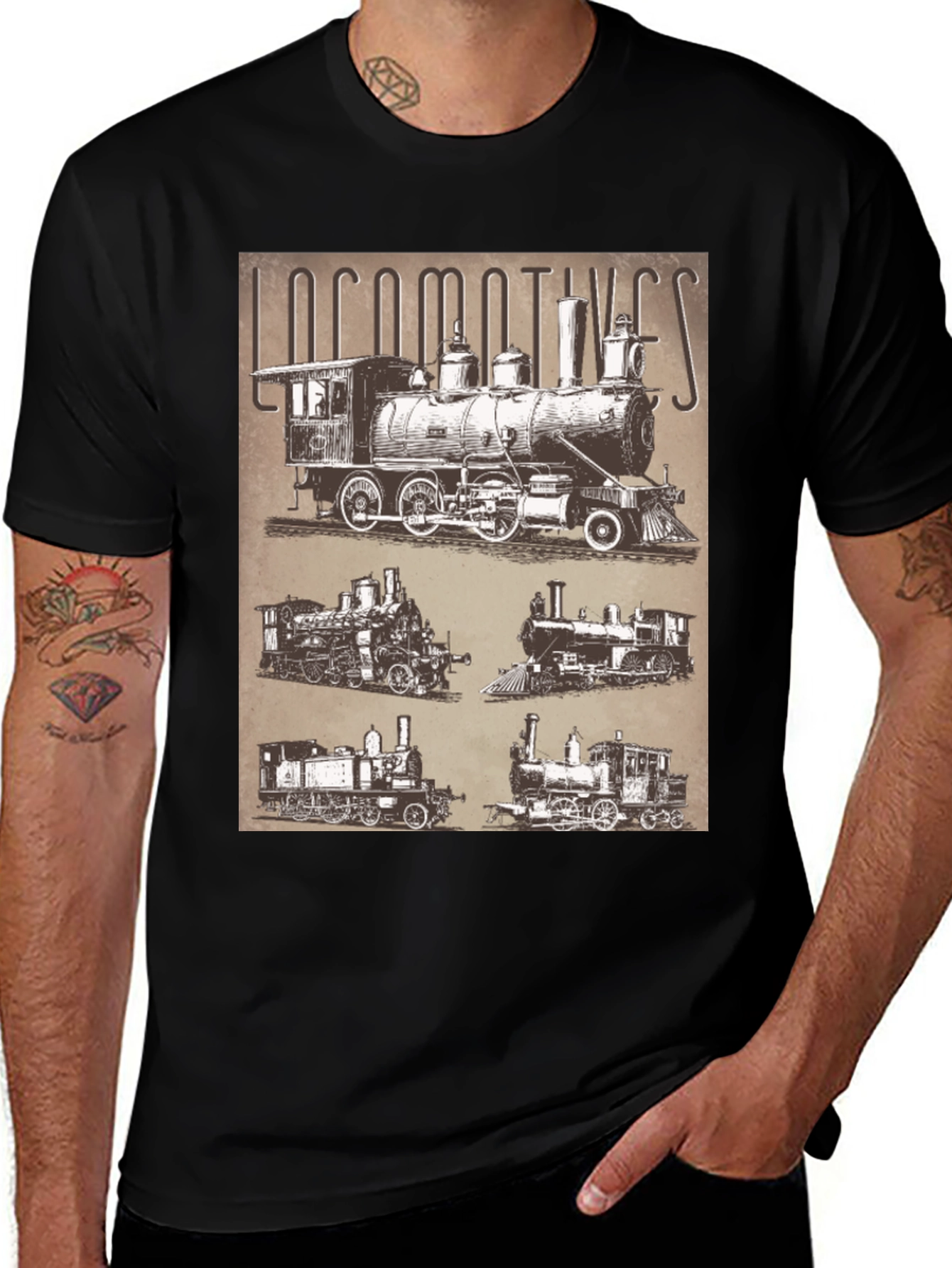 Variant 5 of Locomotives T-Shirt - Vintage Train Design
