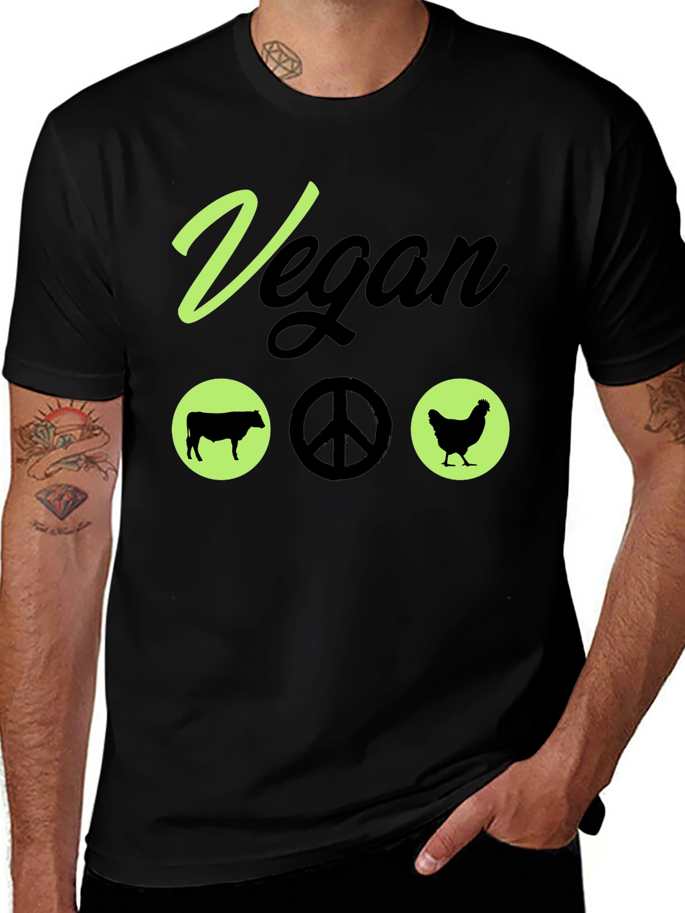 Variant 15 of Vegan Peace T-Shirt Animal Lover Vegetarian Tee