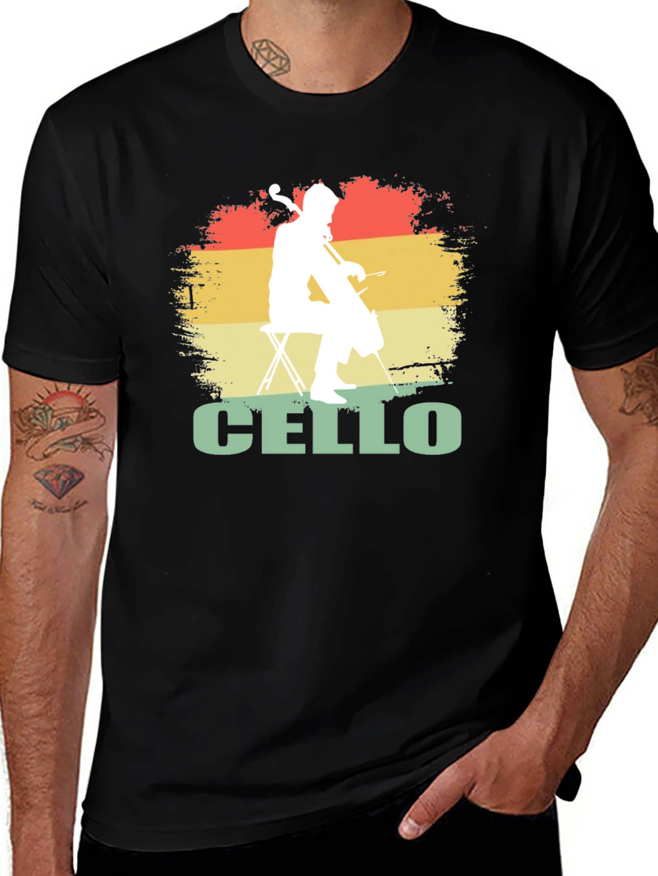 Variant 27 of Cello Player Graphic Tee - Retro Music T-Shirt