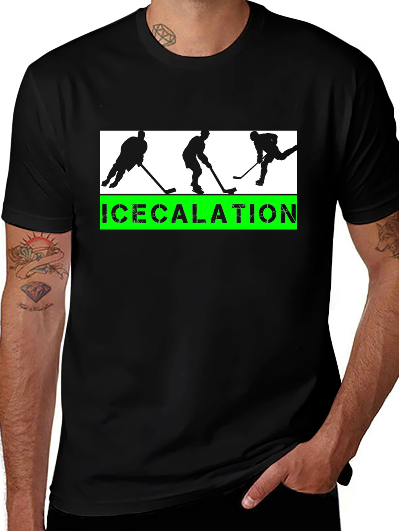 Icecalation Hockey T-Shirt - Black Graphic Tee