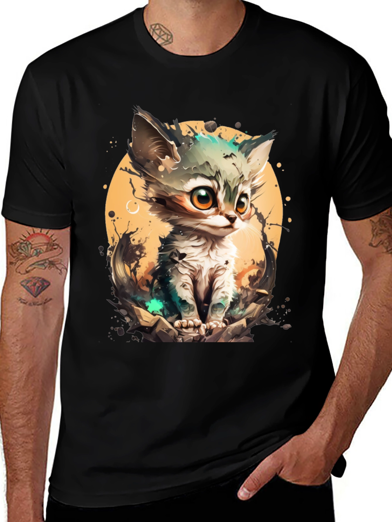 Variant 5 of Cartoon Cat Graphic Tee - Cute & Stylish