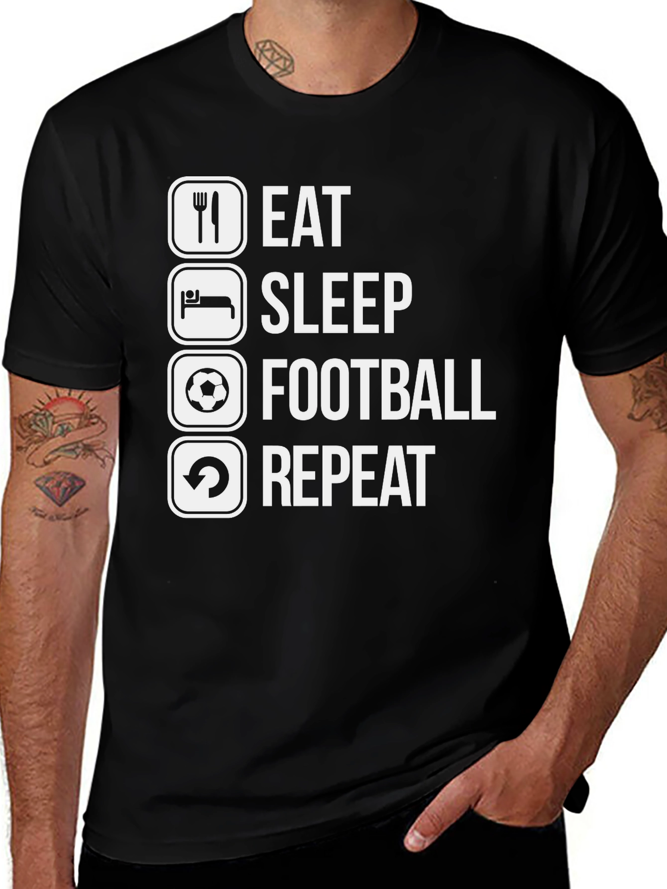 Variant 27 of Eat Sleep Football Repeat Graphic Tee