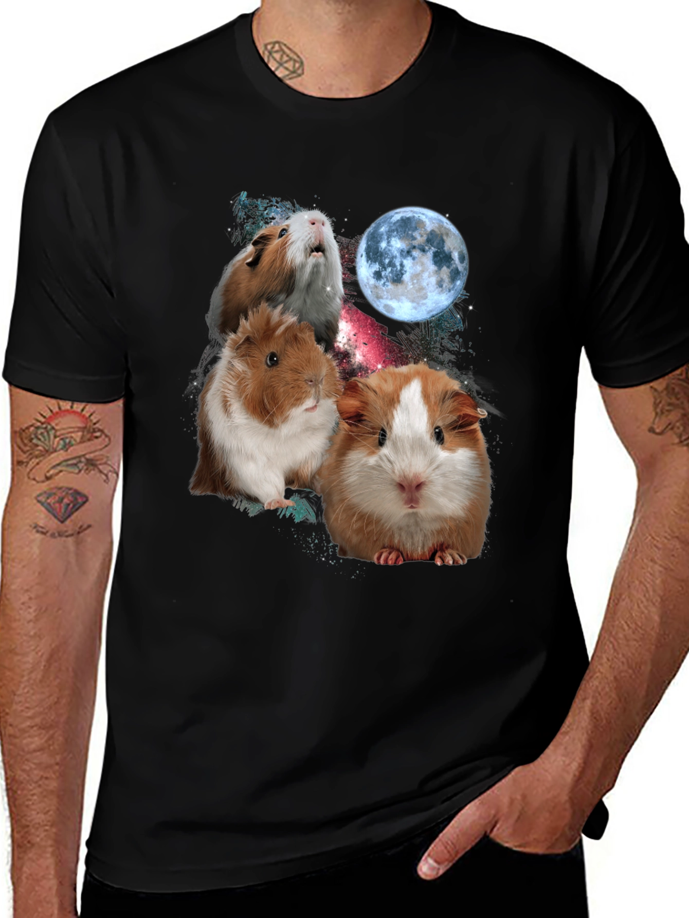 Variant 8 of Guinea Pig Moon Black T-Shirt