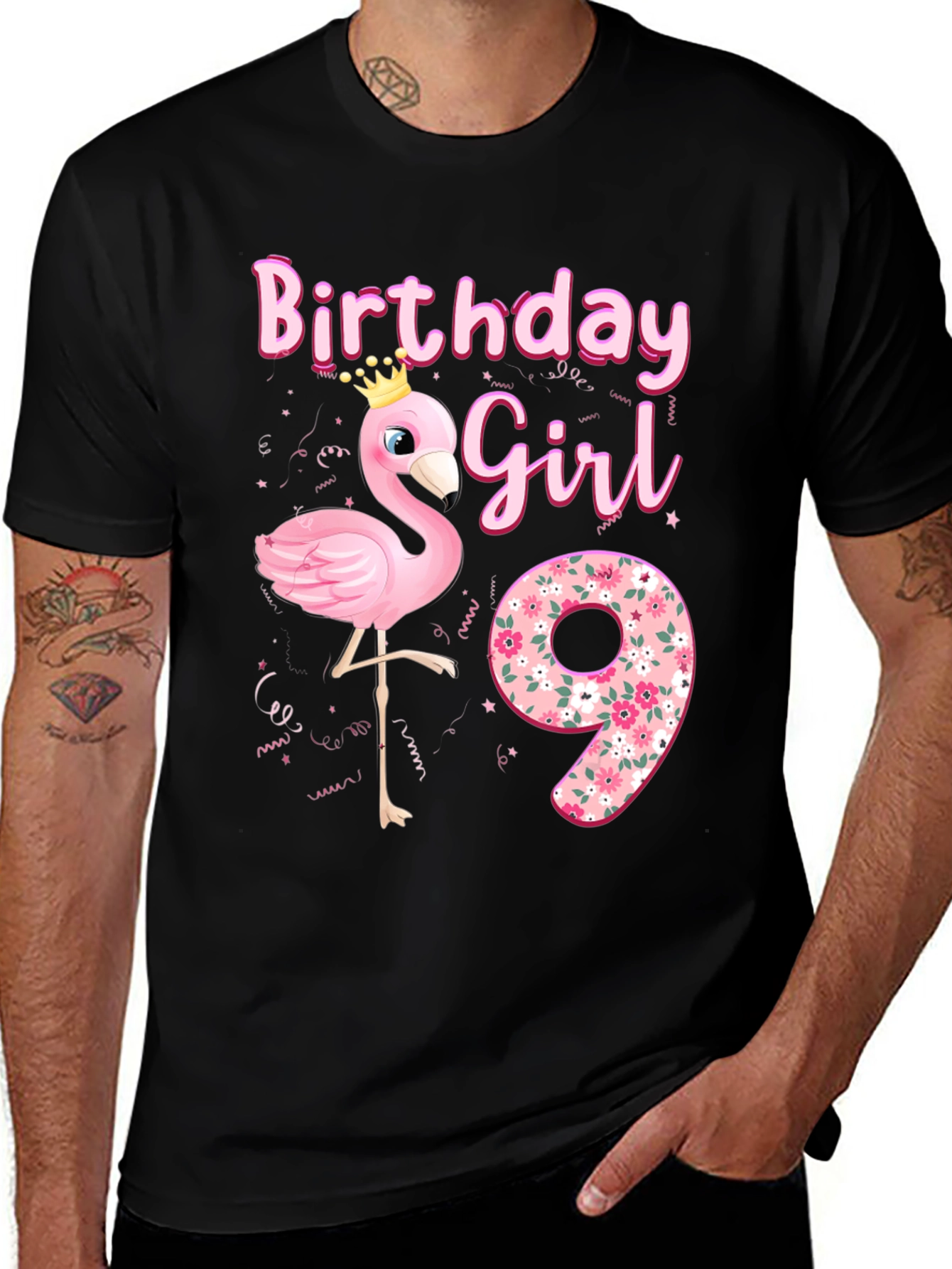 Variant 5 of Birthday Girl 9th Flamingo T-Shirt