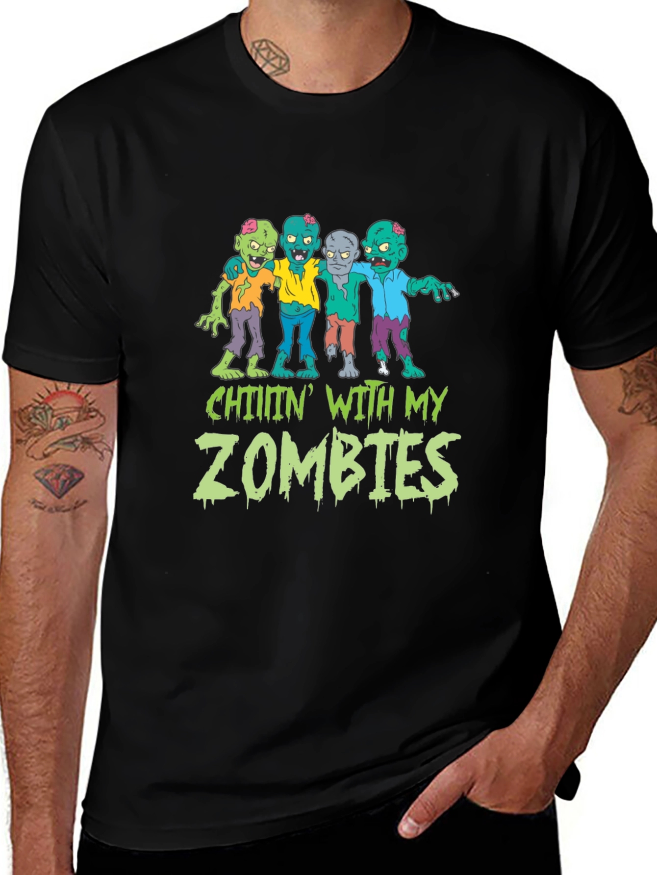 Variant 21 of Chillin' With My Zombies Graphic Tee - Halloween
