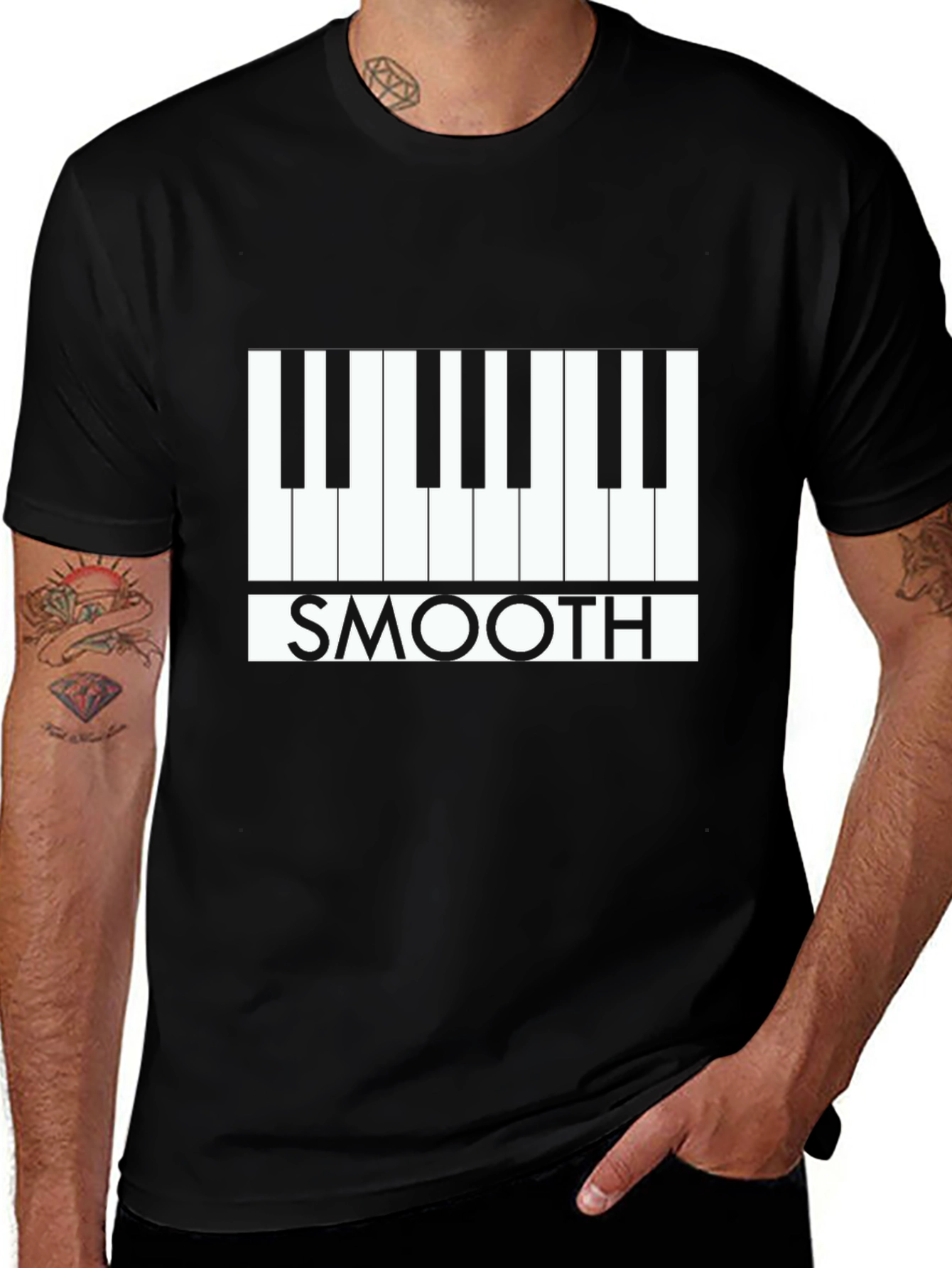 Variant 8 of Smooth Piano Keys Graphic Tee - Black