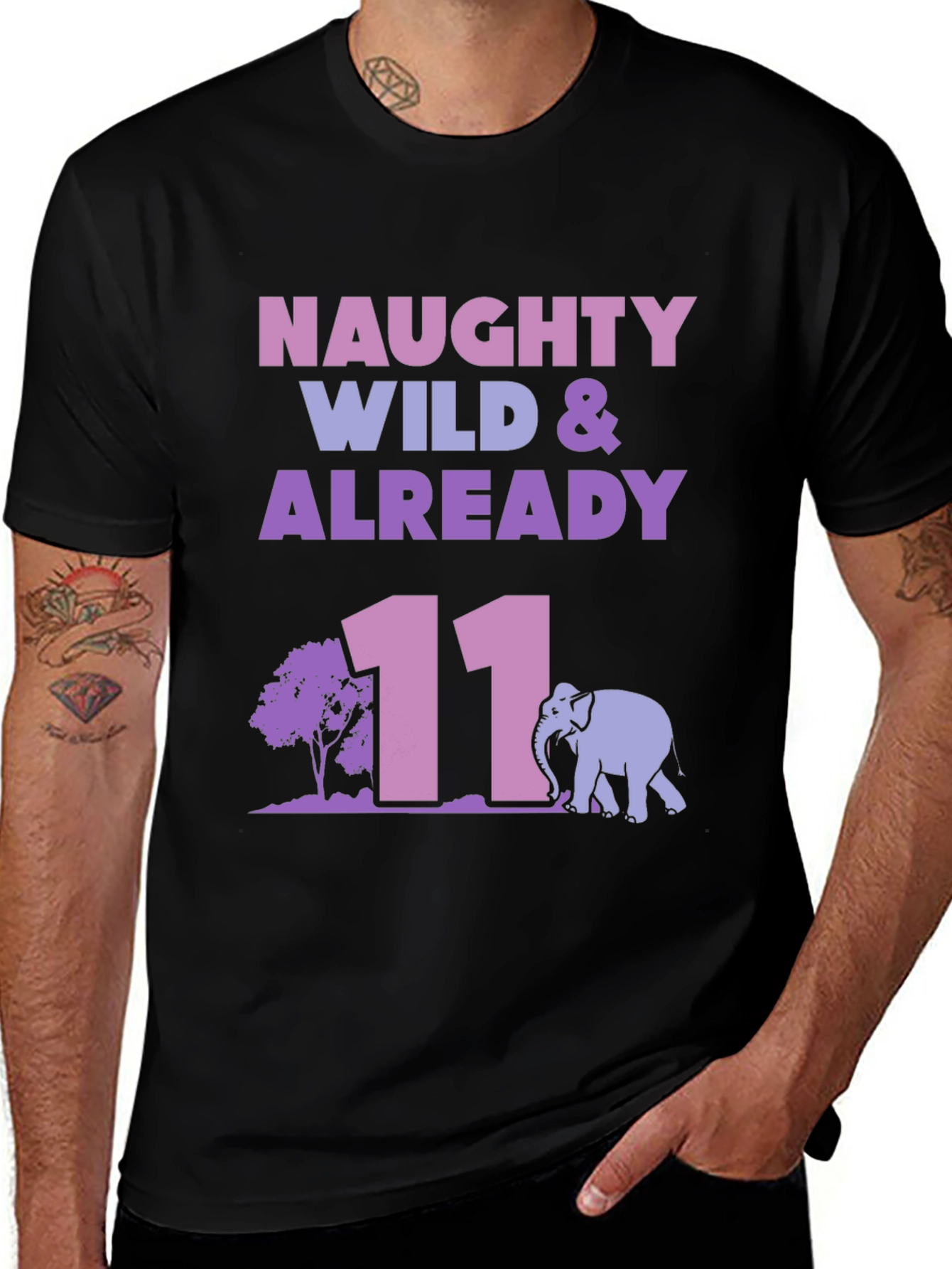 Variant 23 of Naughty Wild & Already 11 Black Graphic T-Shirt