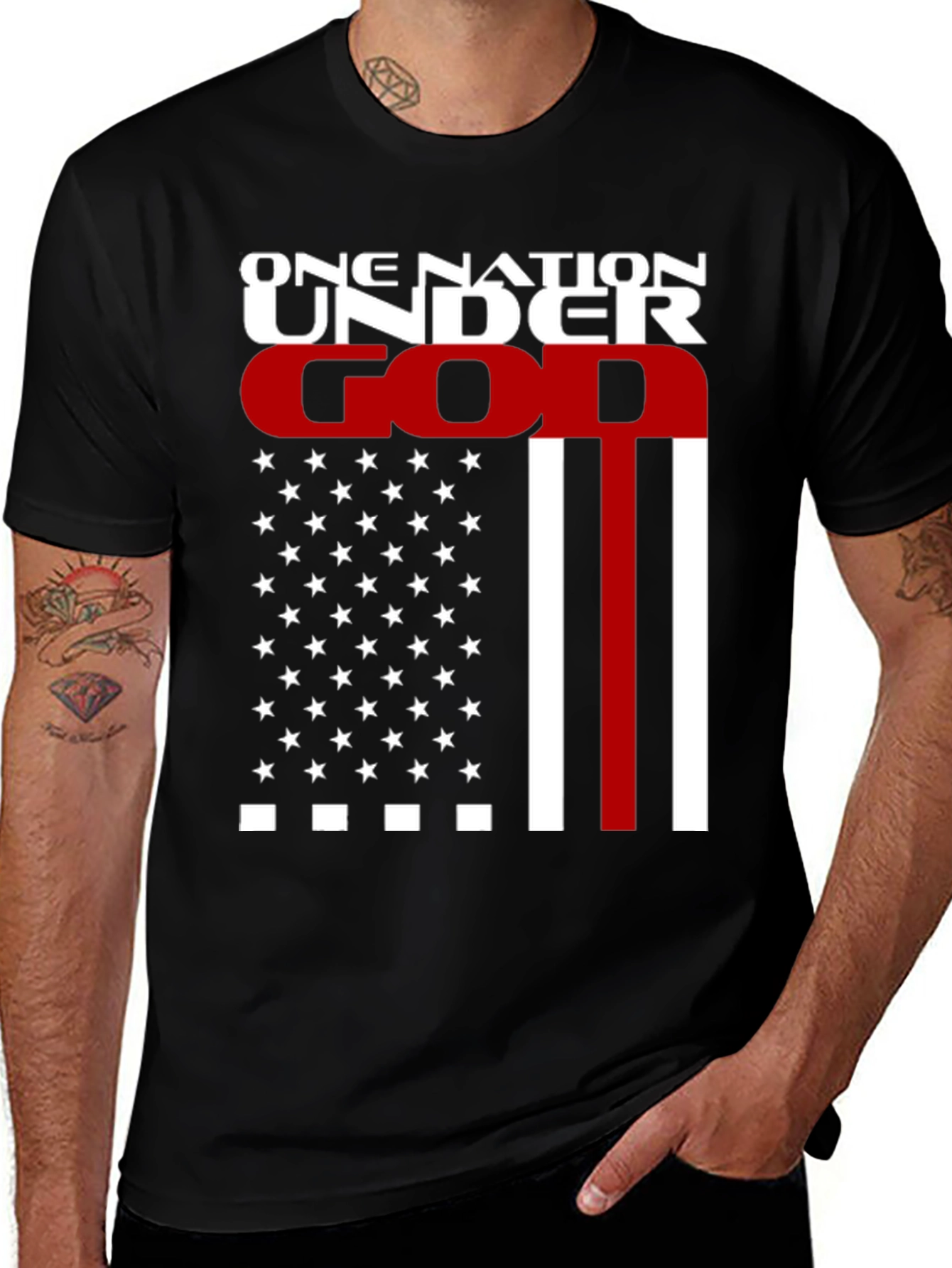 Variant 11 of One Nation Under God Graphic T-Shirt - Patriotic Design
