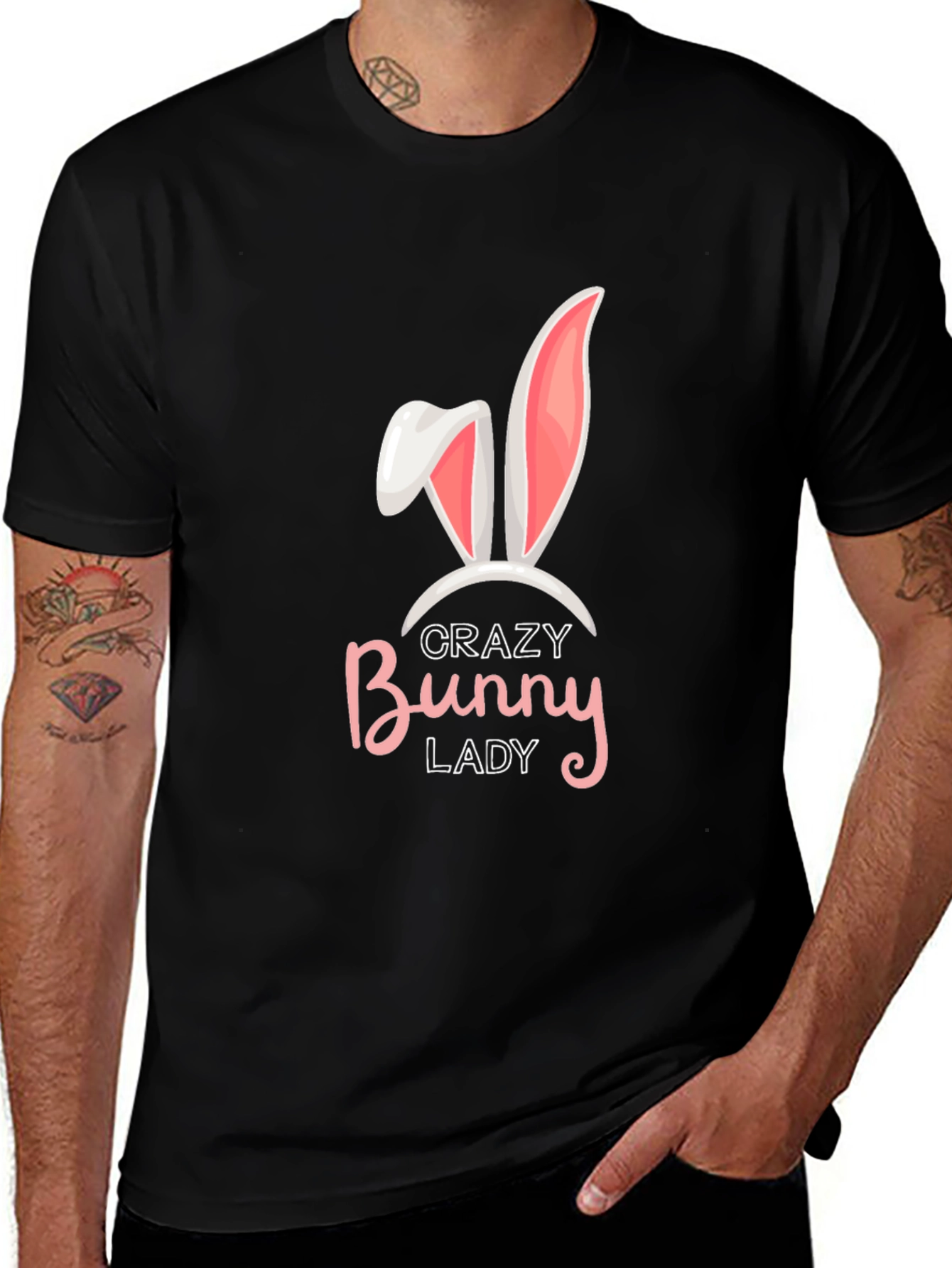 Variant 20 of Crazy Bunny Lady Black Graphic Tee