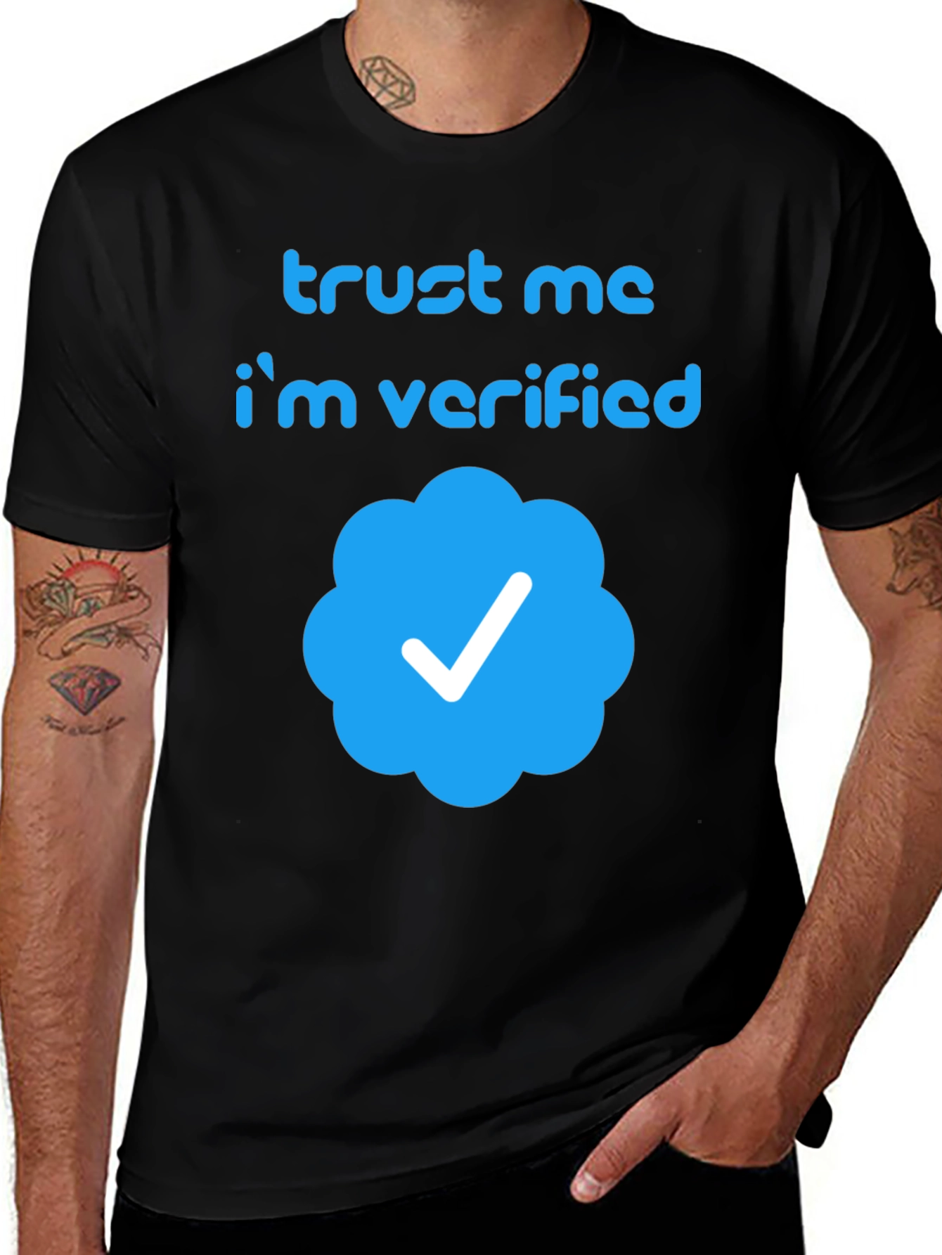 Variant 18 of Trust Me I'm Verified T-Shirt - Black Crew Neck Tee