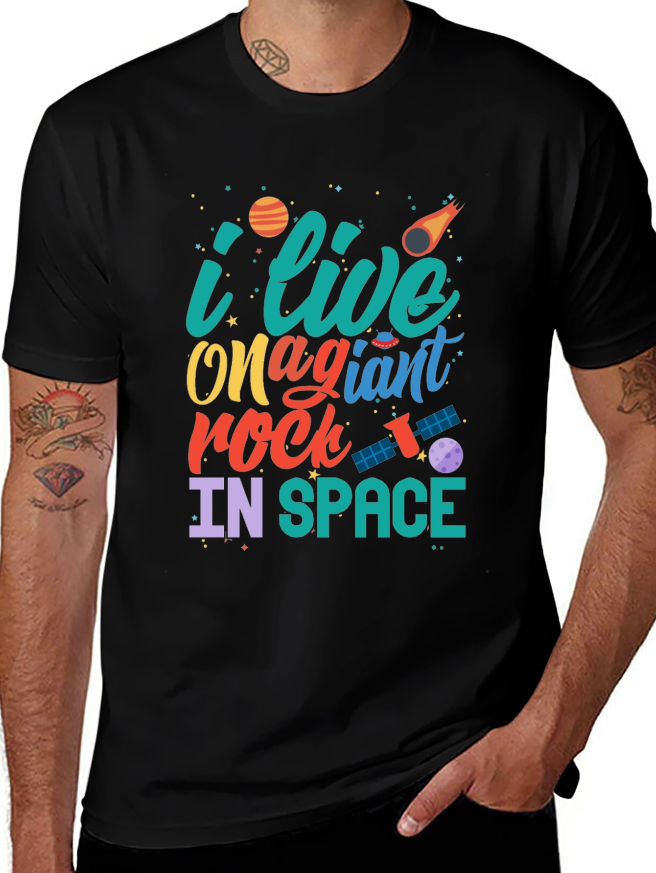 Variant 24 of I Live on a Giant Rock in Space Black T-Shirt