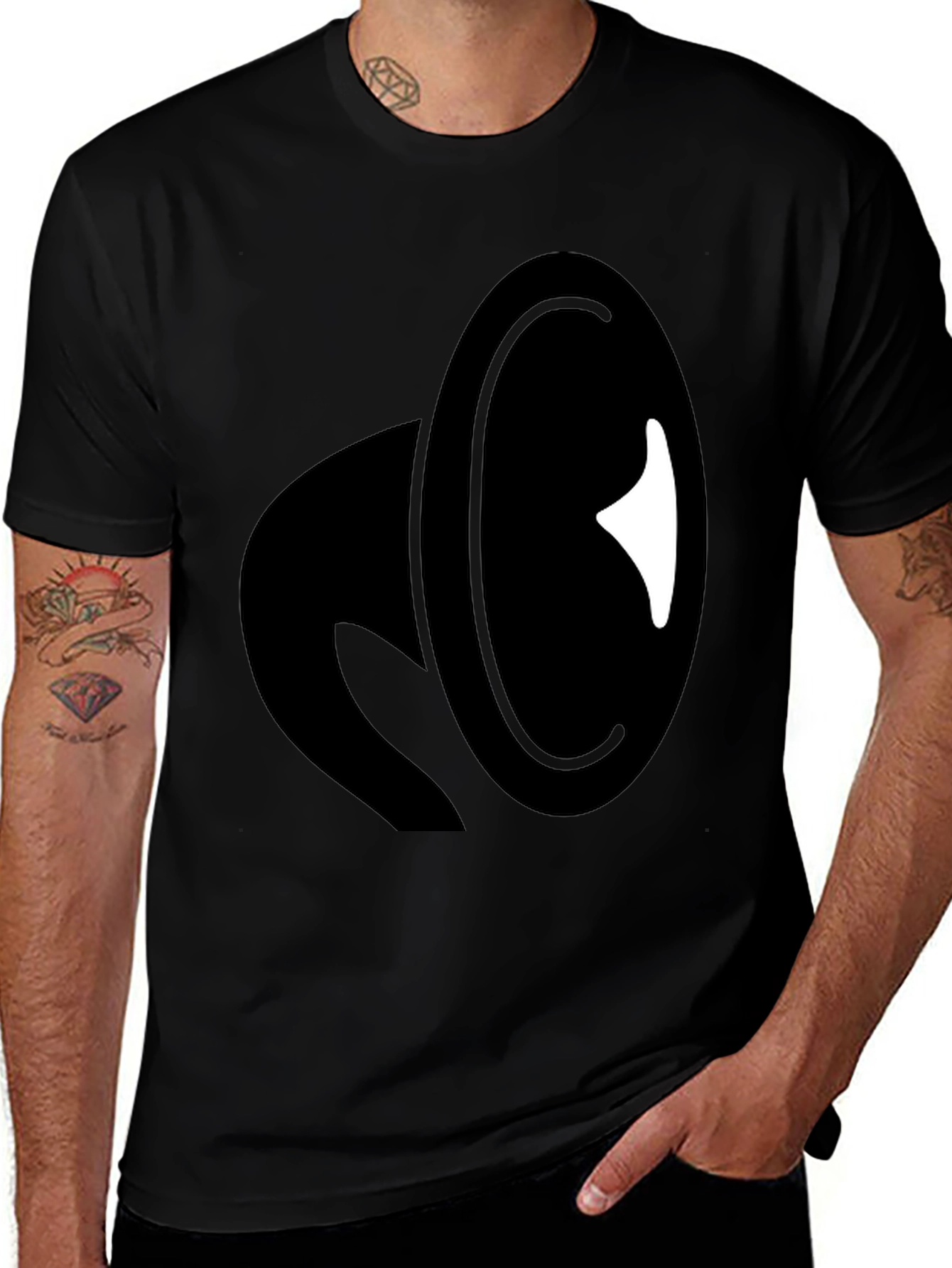 Variant 21 of Black Tee with Graphic Megaphone Design