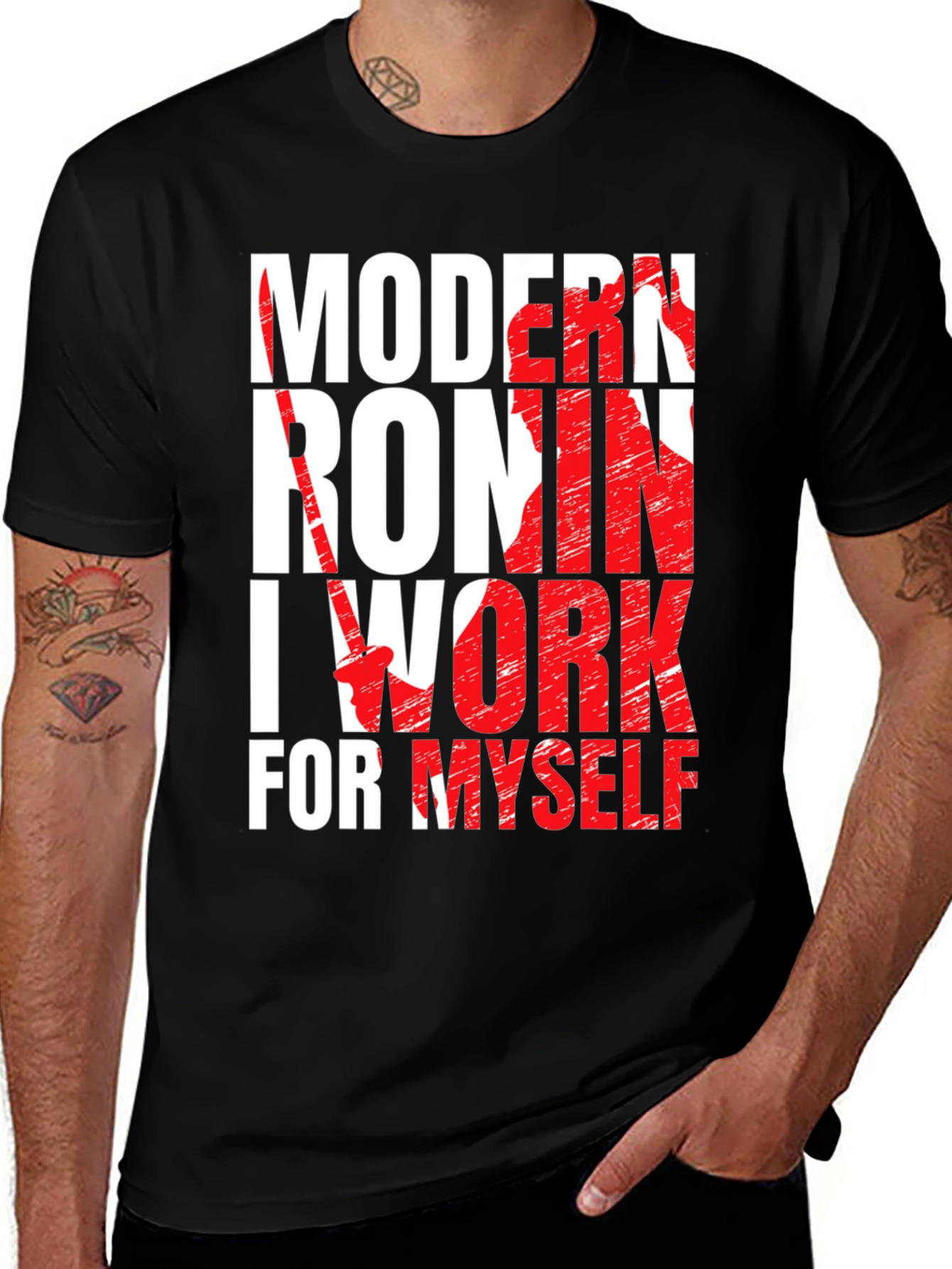 Variant 26 of Modern Ronin T-Shirt - I Work for Myself Graphic Tee