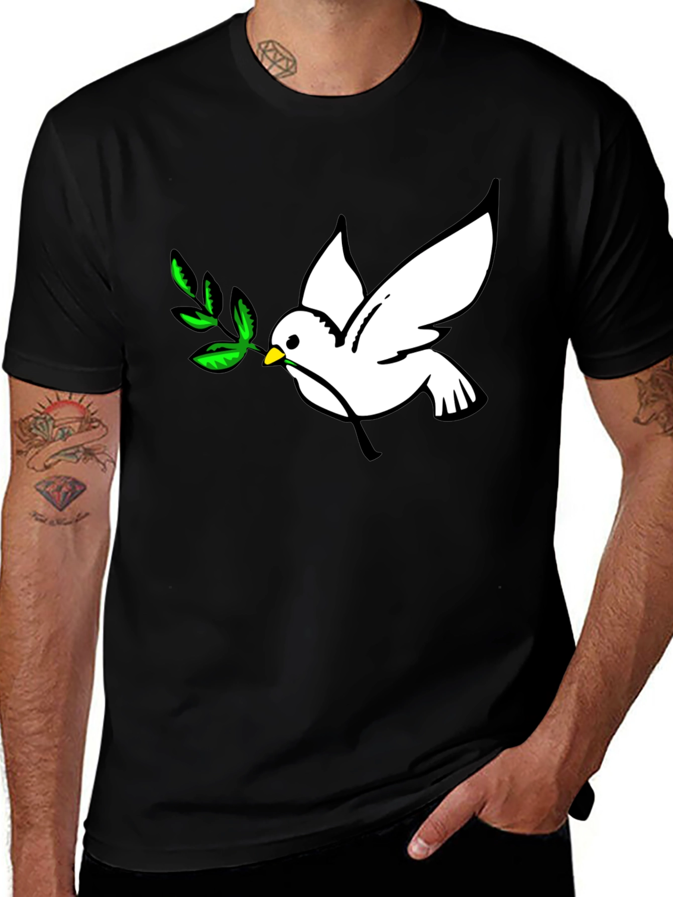 Variant 21 of Dove of Peace Graphic T-Shirt - Black