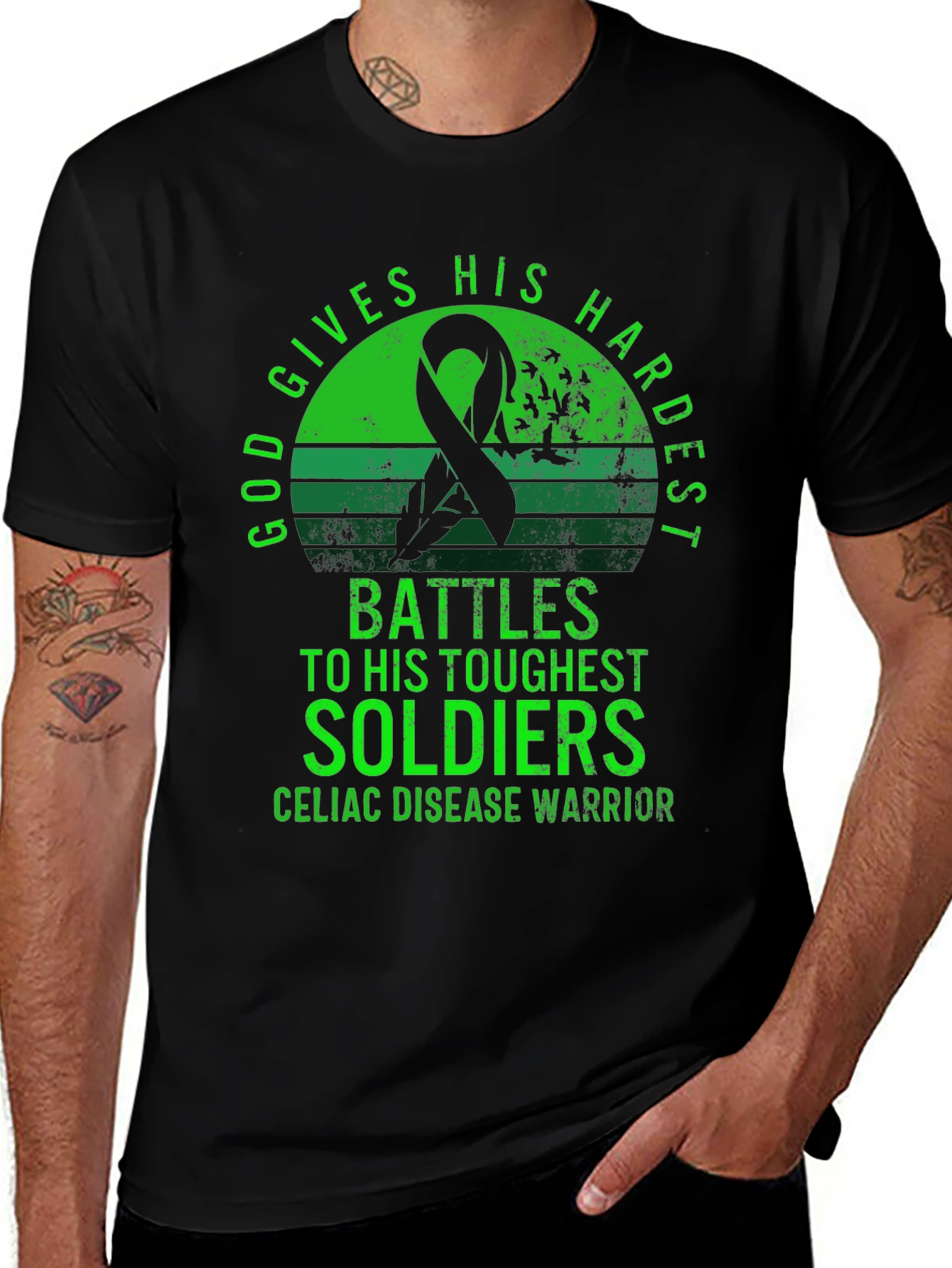 Celiac Disease Warrior T-Shirt - God Gives Hardest Battles